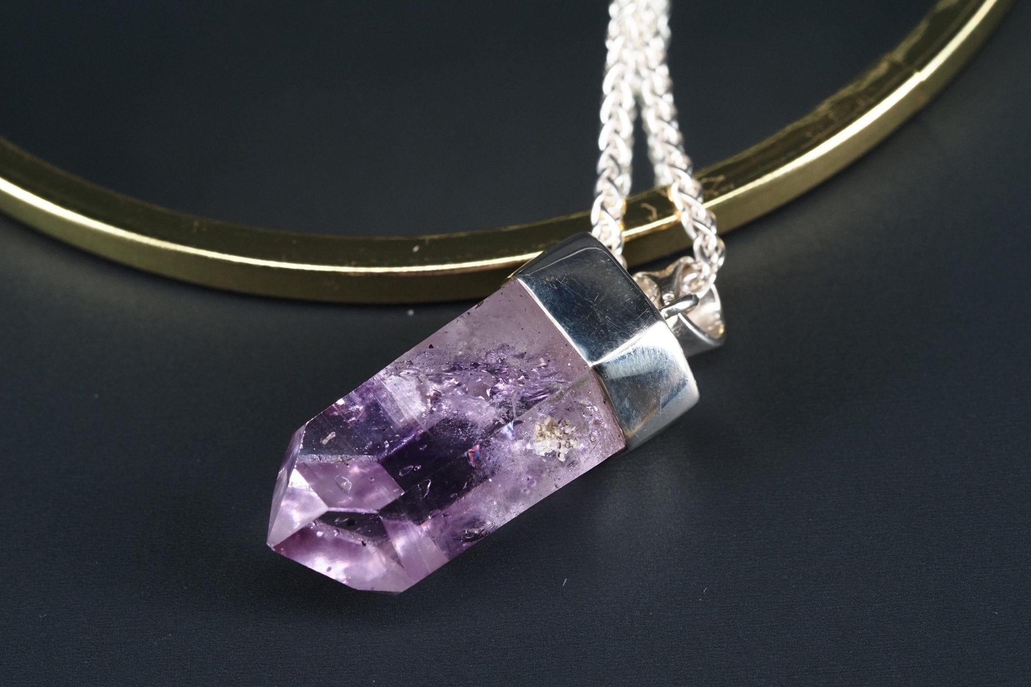 Amethyst Namibia Silber Anhänger Länge mit Öse 39,6mm