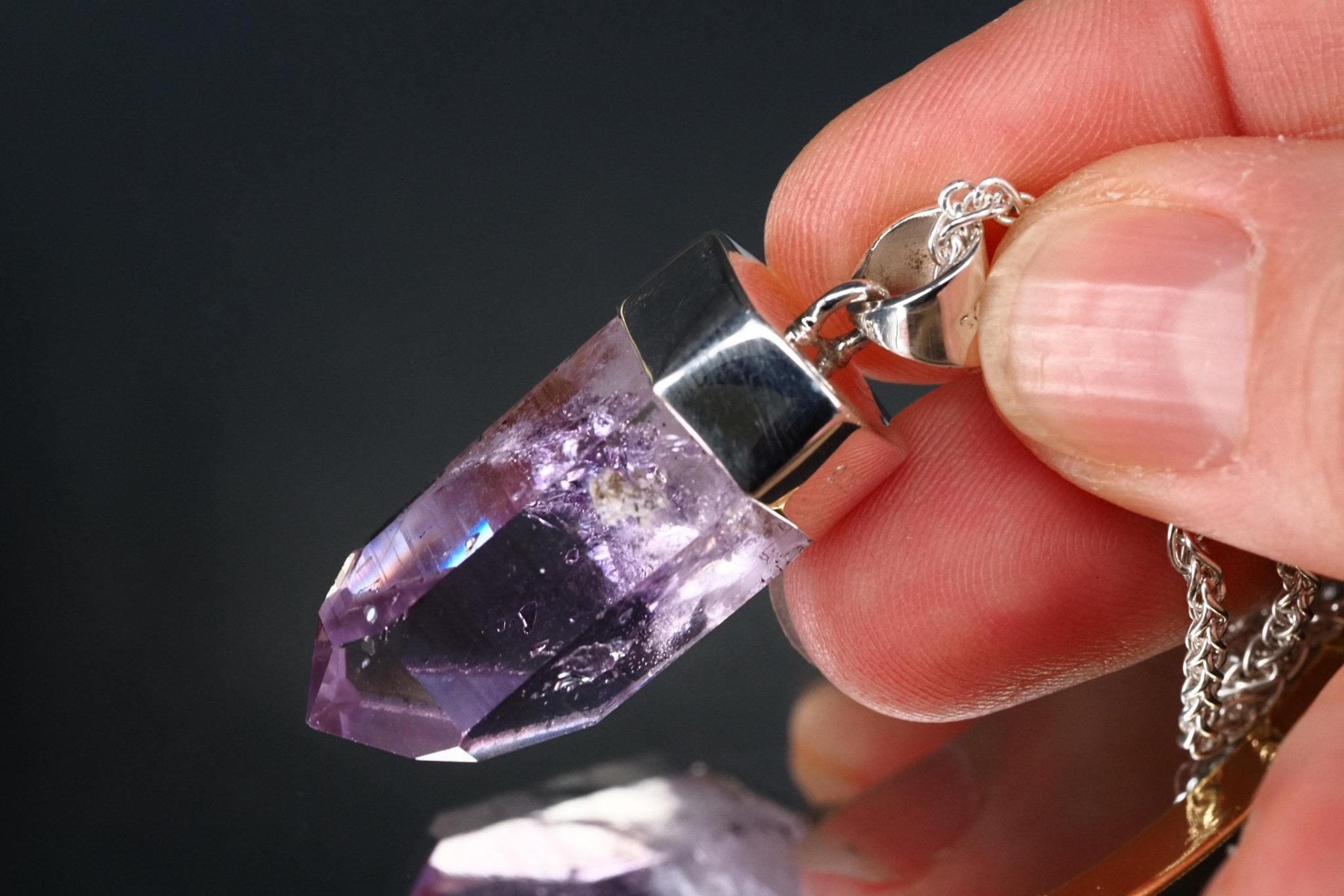 Amethyst Namibia Silber Anhänger Länge mit Öse 39,6mm