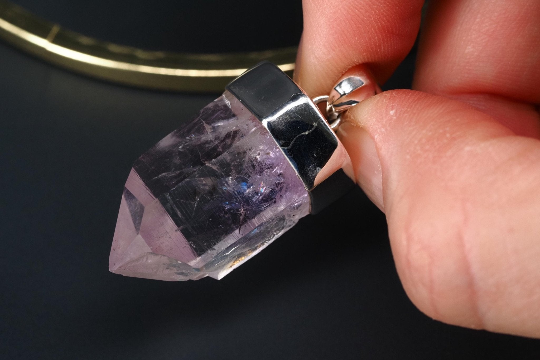 Amethyst Namibia Silber Anhänger Länge mit Öse 39,9mm