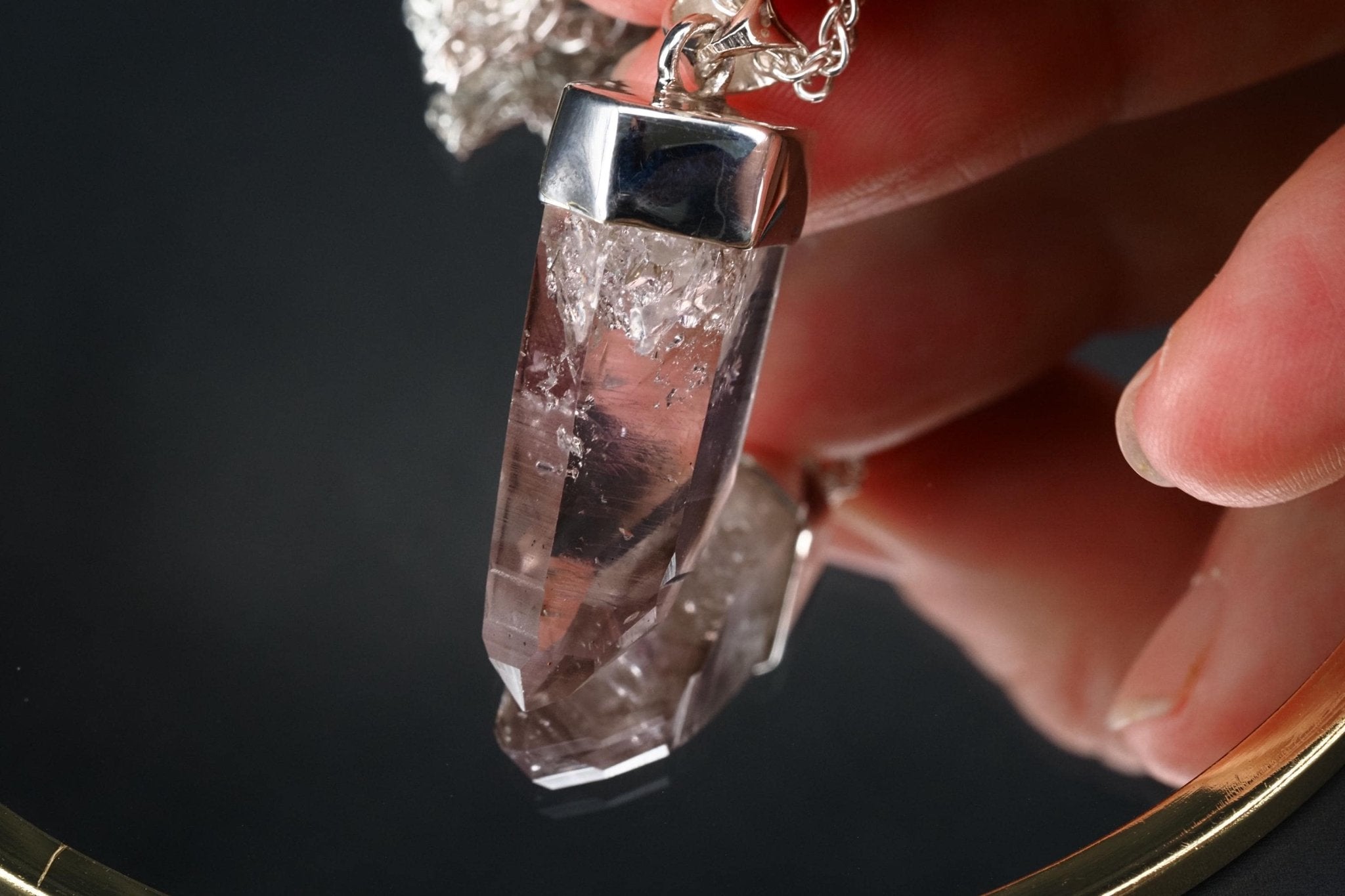 Amethyst Namibia Silber Anhänger Länge mit Öse 39,9mm