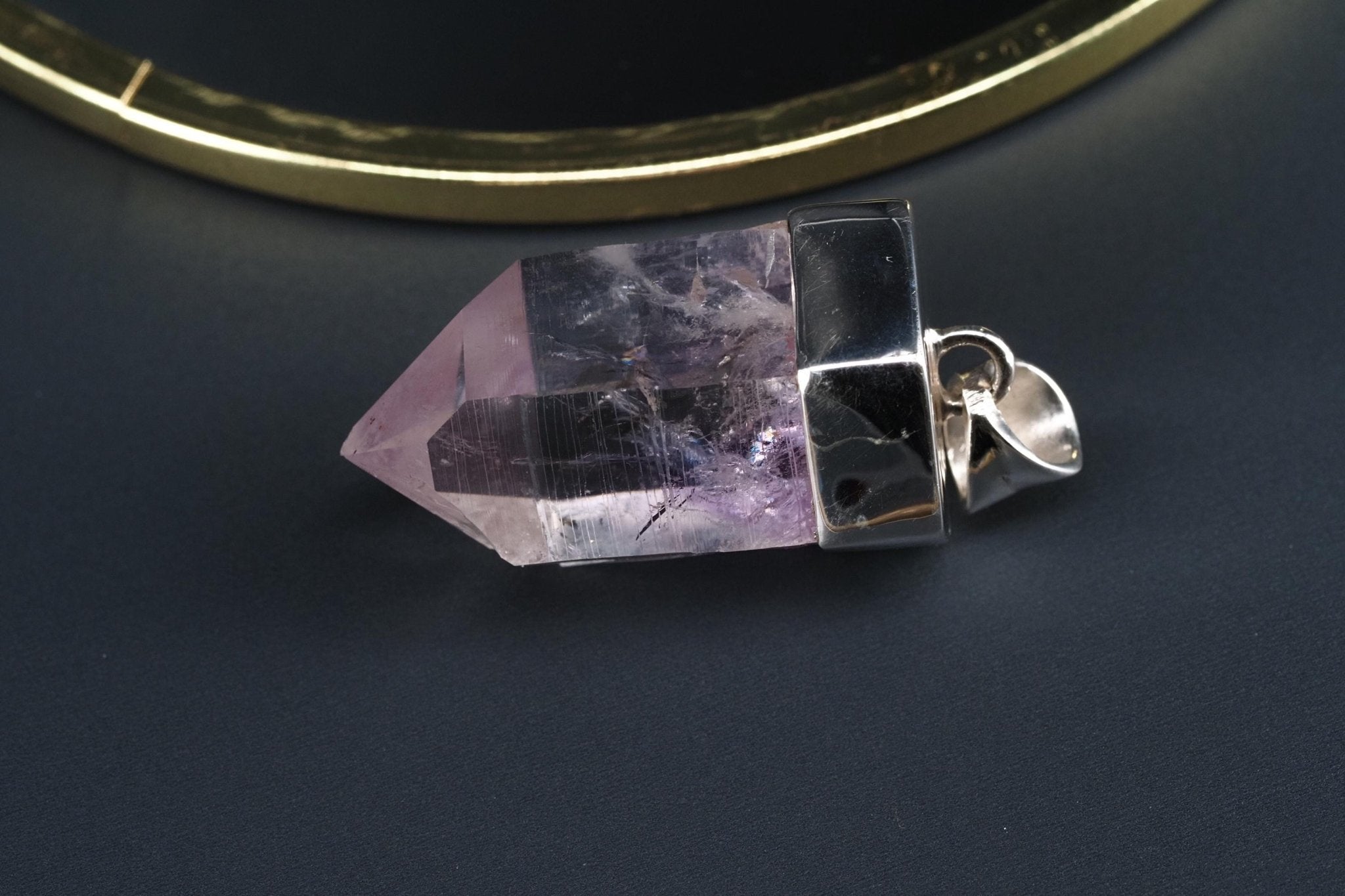 Amethyst Namibia Silber Anhänger Länge mit Öse 39,9mm