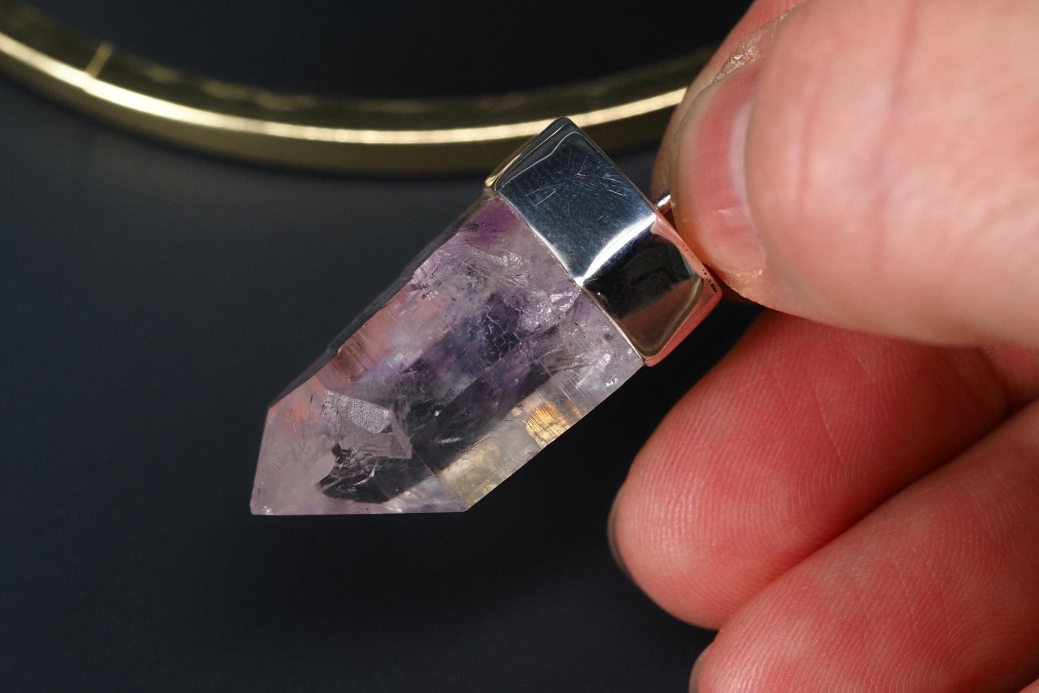 Amethyst Namibia Silber Anhänger Länge mit Öse 39,9mm