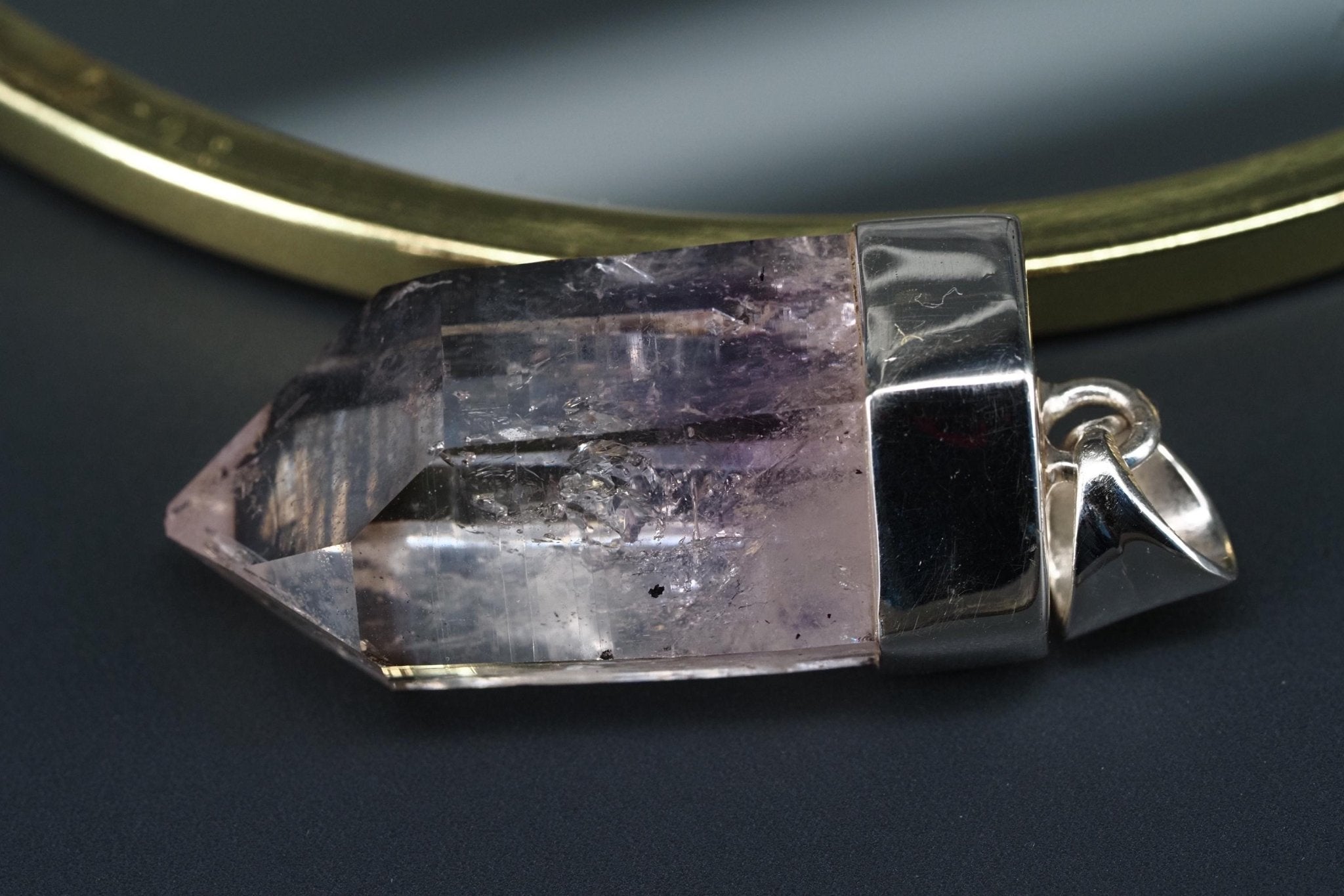 Amethyst Namibia Silber Anhänger Länge mit Öse 40,5mm