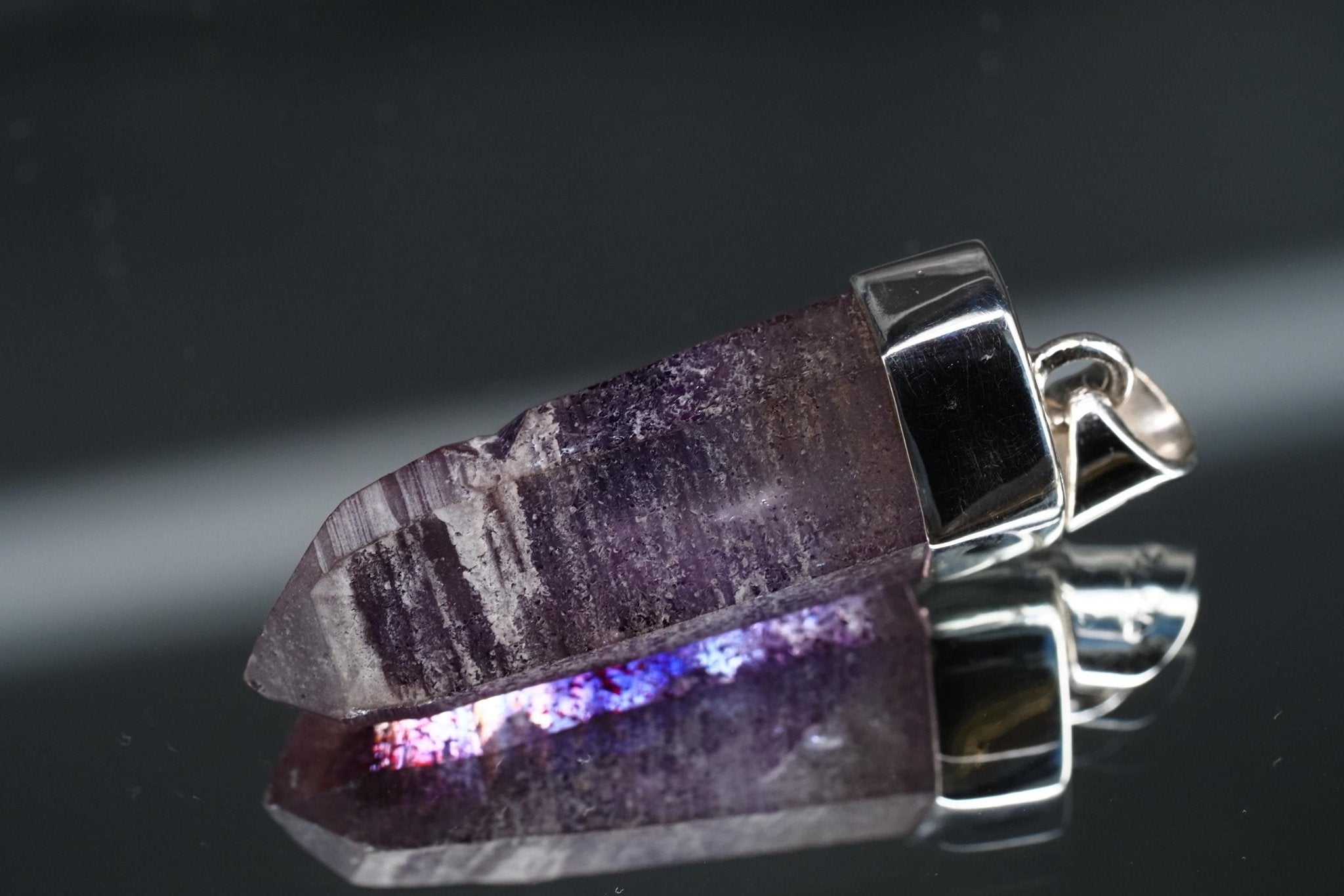 Amethyst Namibia Silber Anhänger Länge mit Öse 41,5mm