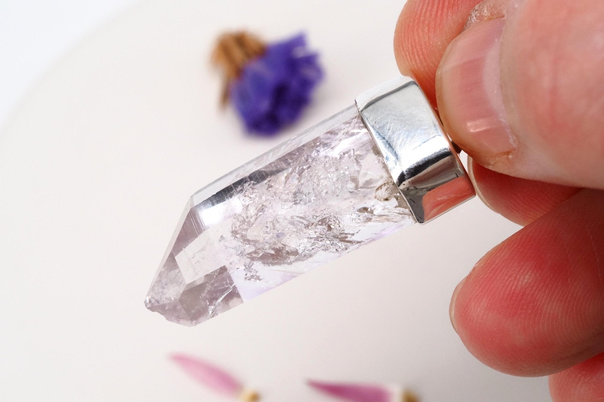 Amethyst Namibia Silber Anhänger Länge mit Öse 41mm