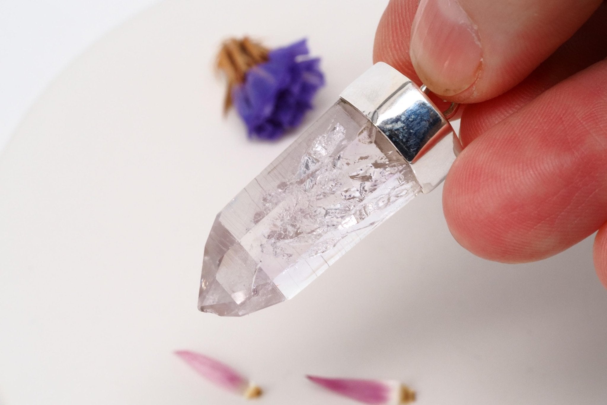 Amethyst Namibia Silber Anhänger Länge mit Öse 41mm