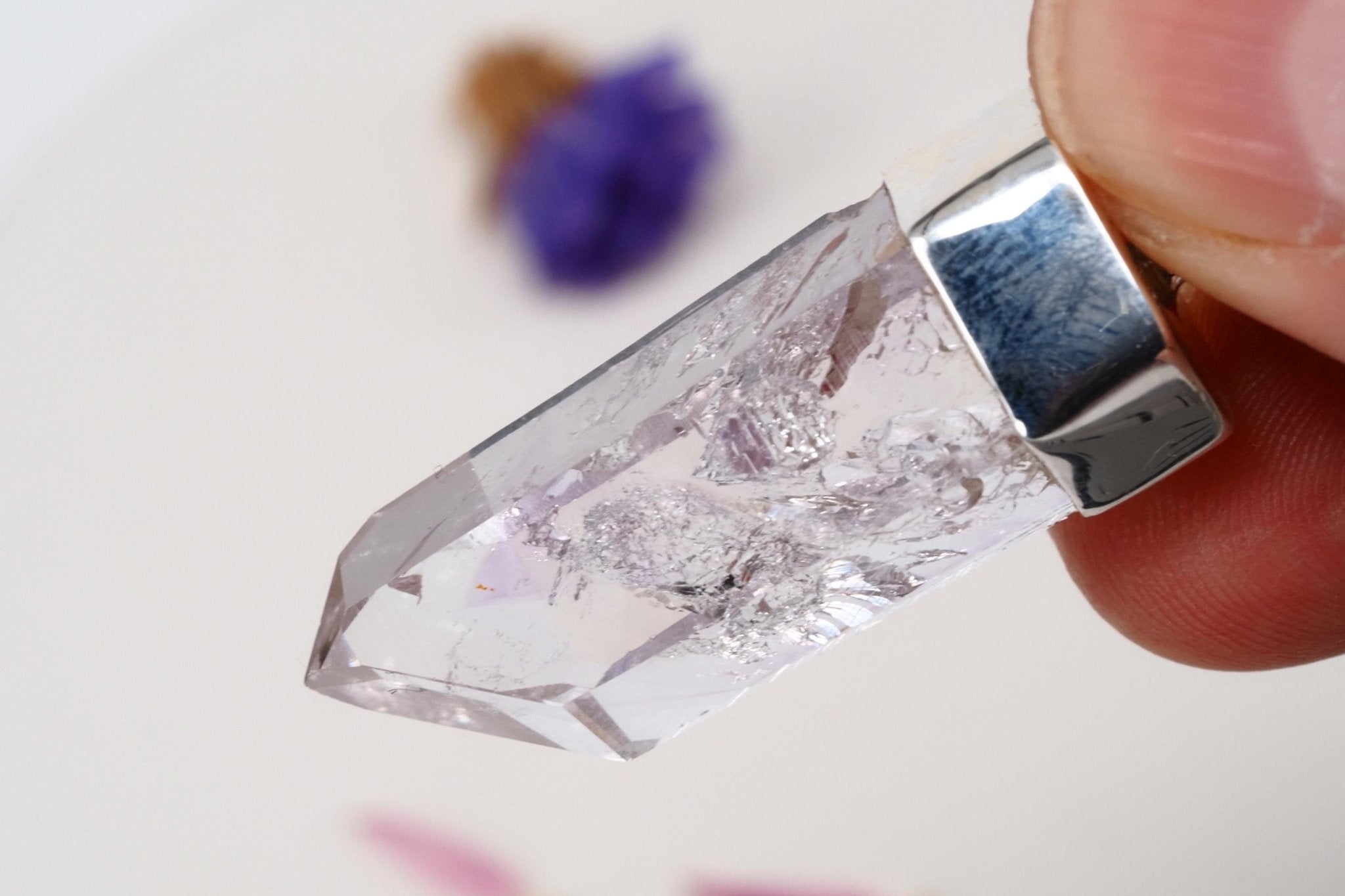 Amethyst Namibia Silber Anhänger Länge mit Öse 41mm