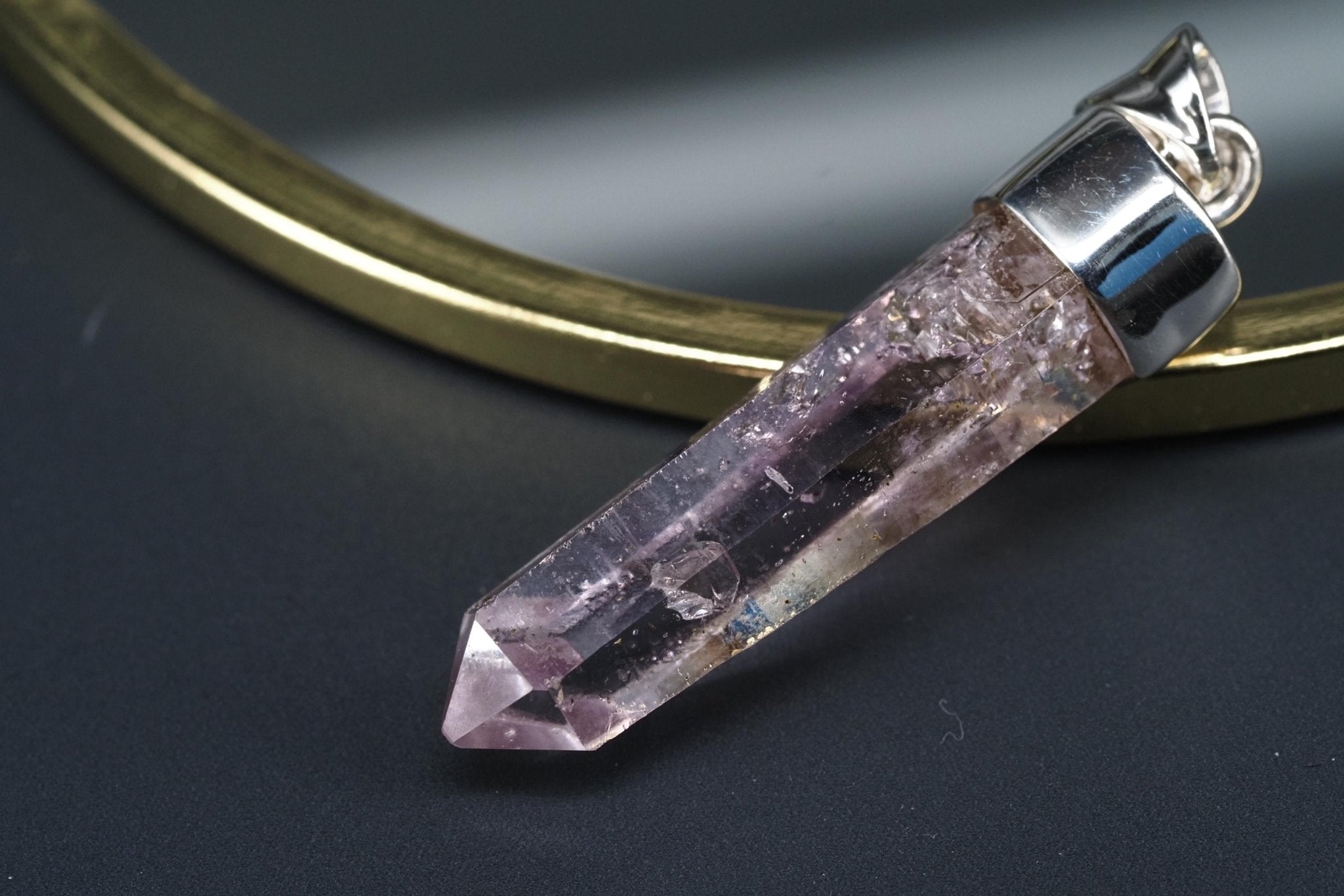 Amethyst Namibia Silber Anhänger Länge mit Öse 43mm