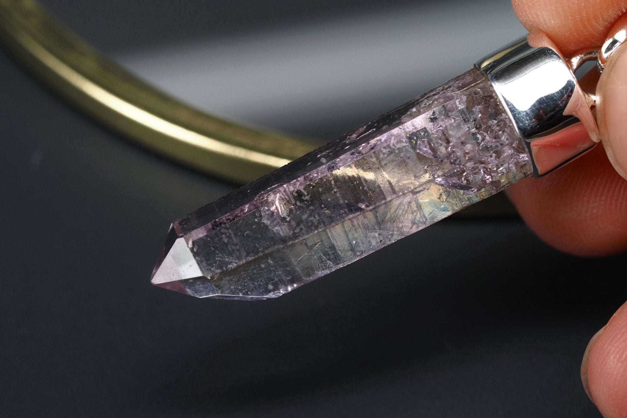 Amethyst Namibia Silber Anhänger Länge mit Öse 43mm