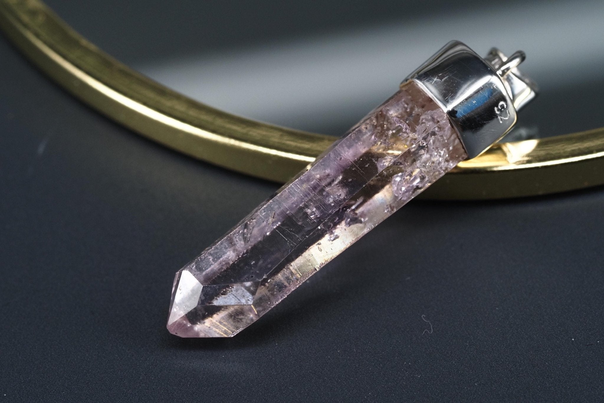 Amethyst Namibia Silber Anhänger Länge mit Öse 43mm