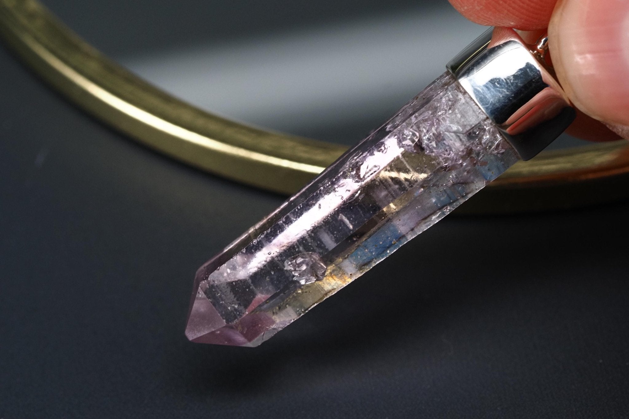 Amethyst Namibia Silber Anhänger Länge mit Öse 43mm