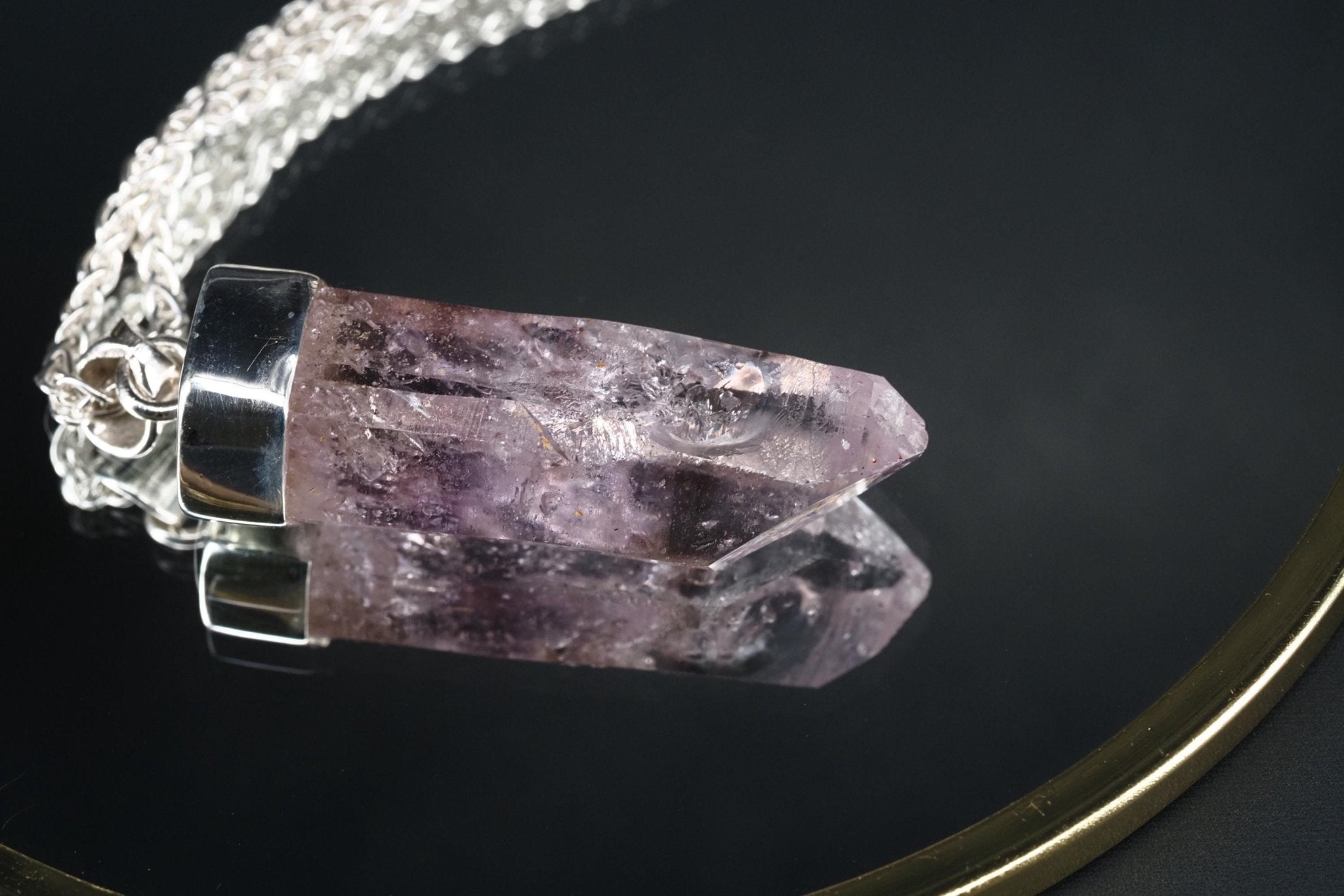 Amethyst Namibia Silber Anhänger Länge mit Öse 45,5mm