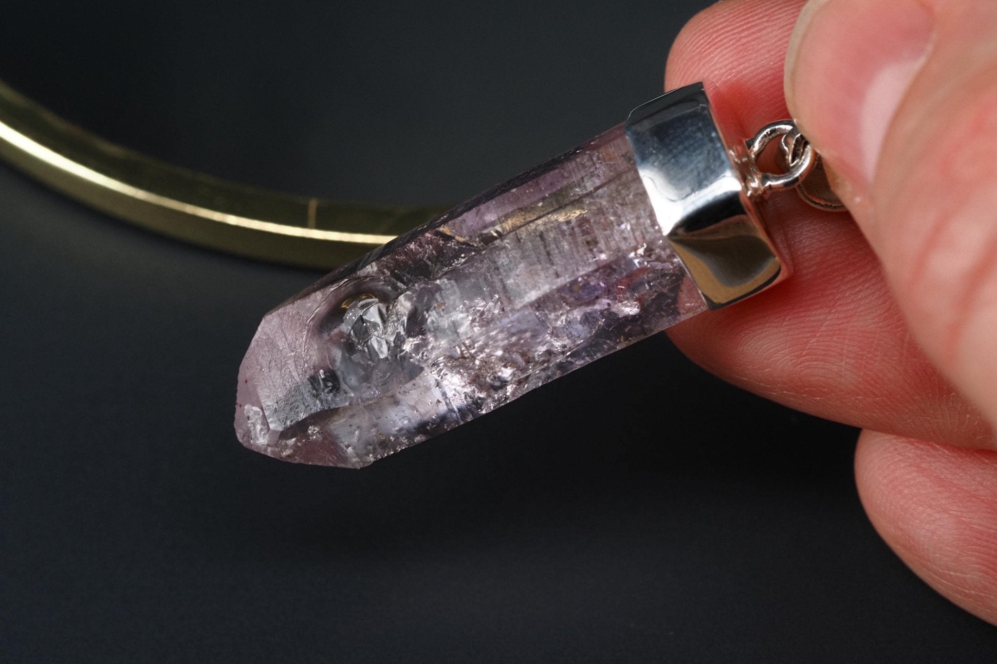 Amethyst Namibia Silber Anhänger Länge mit Öse 45,5mm
