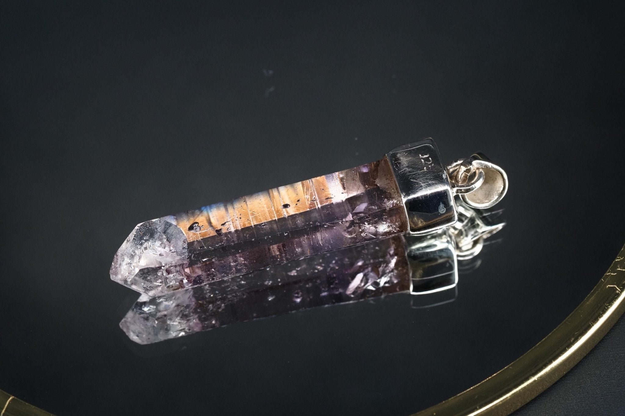 Amethyst Namibia Silber Anhänger Länge mit Öse 45,9mm