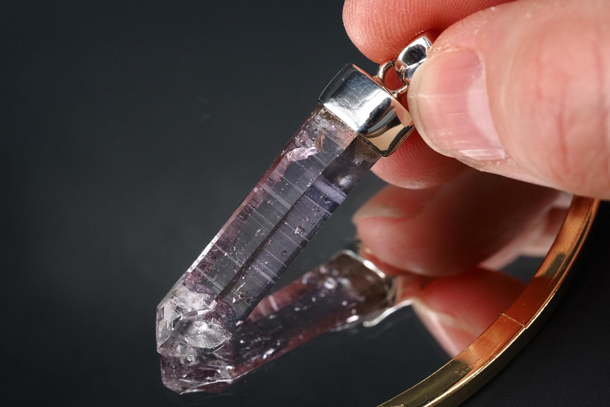 Amethyst Namibia Silber Anhänger Länge mit Öse 45,9mm
