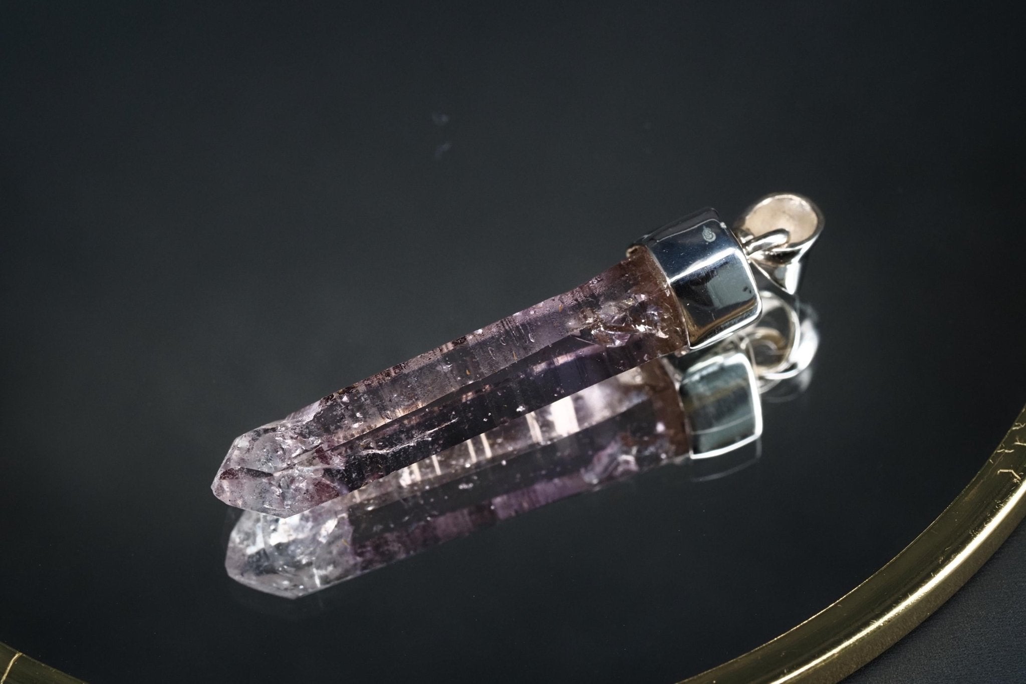 Amethyst Namibia Silber Anhänger Länge mit Öse 45,9mm