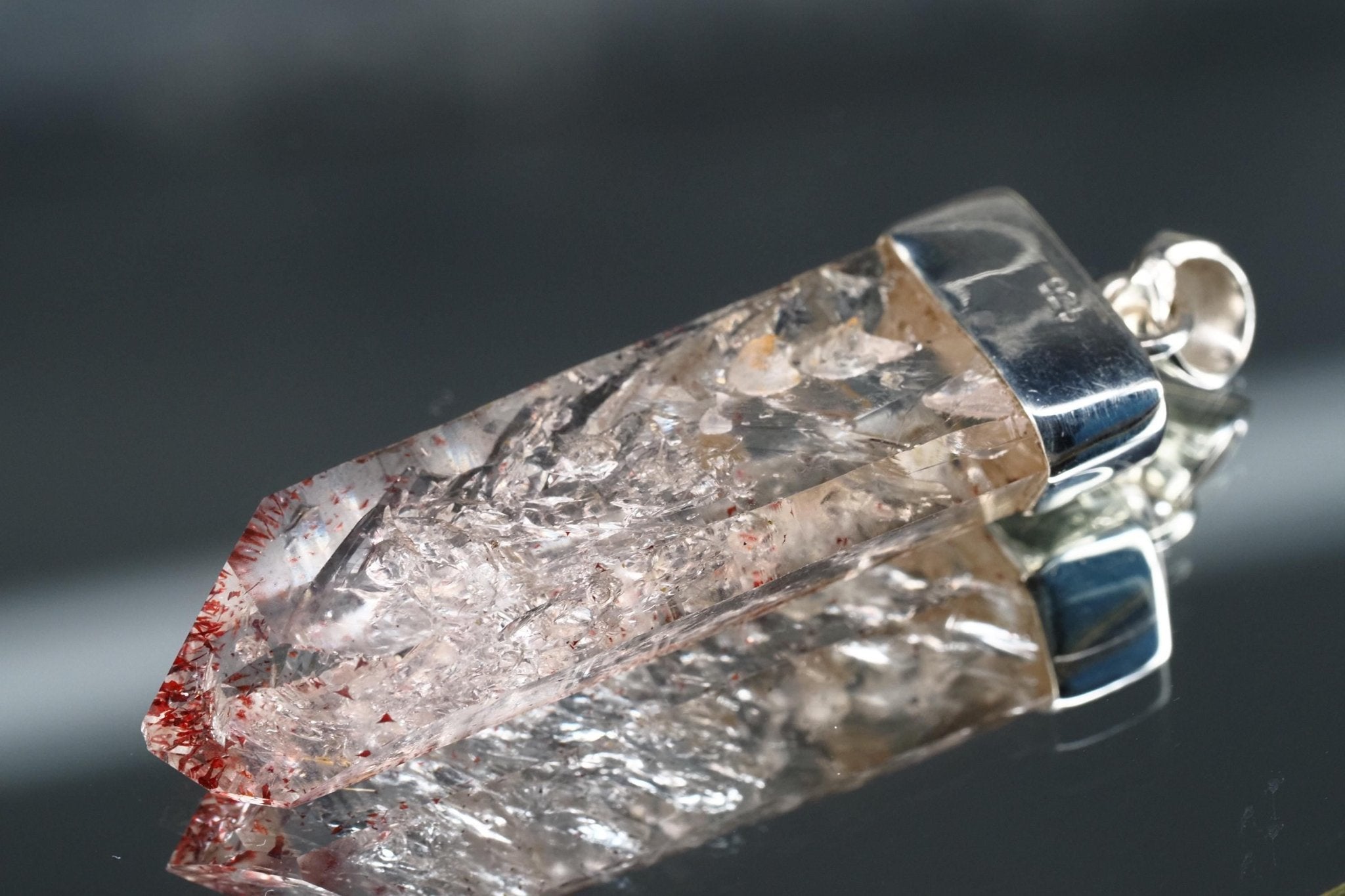 Amethyst Namibia Silber Anhänger Länge mit Öse 52mm