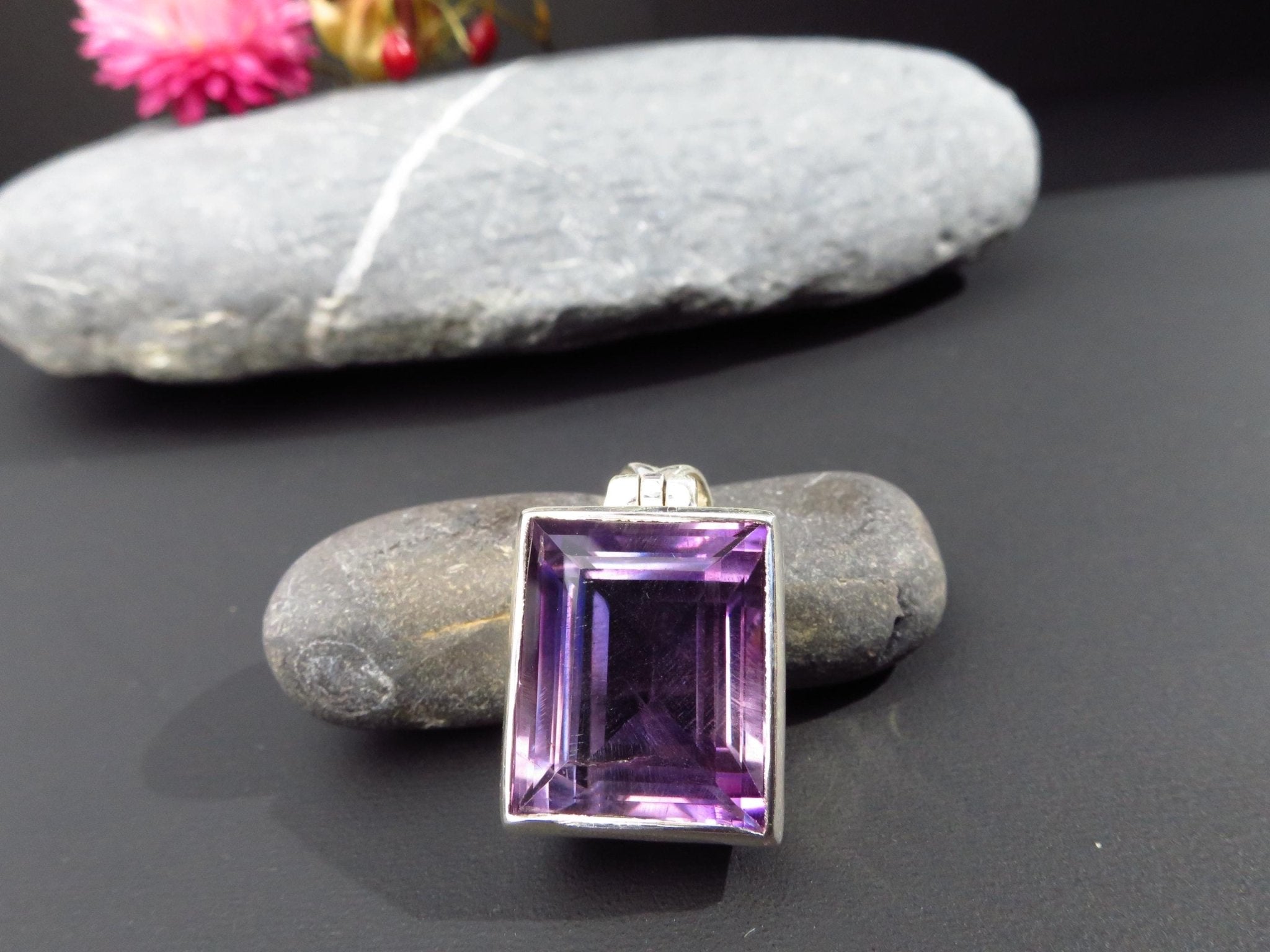 Amethyst Silber Anhänger lila eckig Natur Edelstein