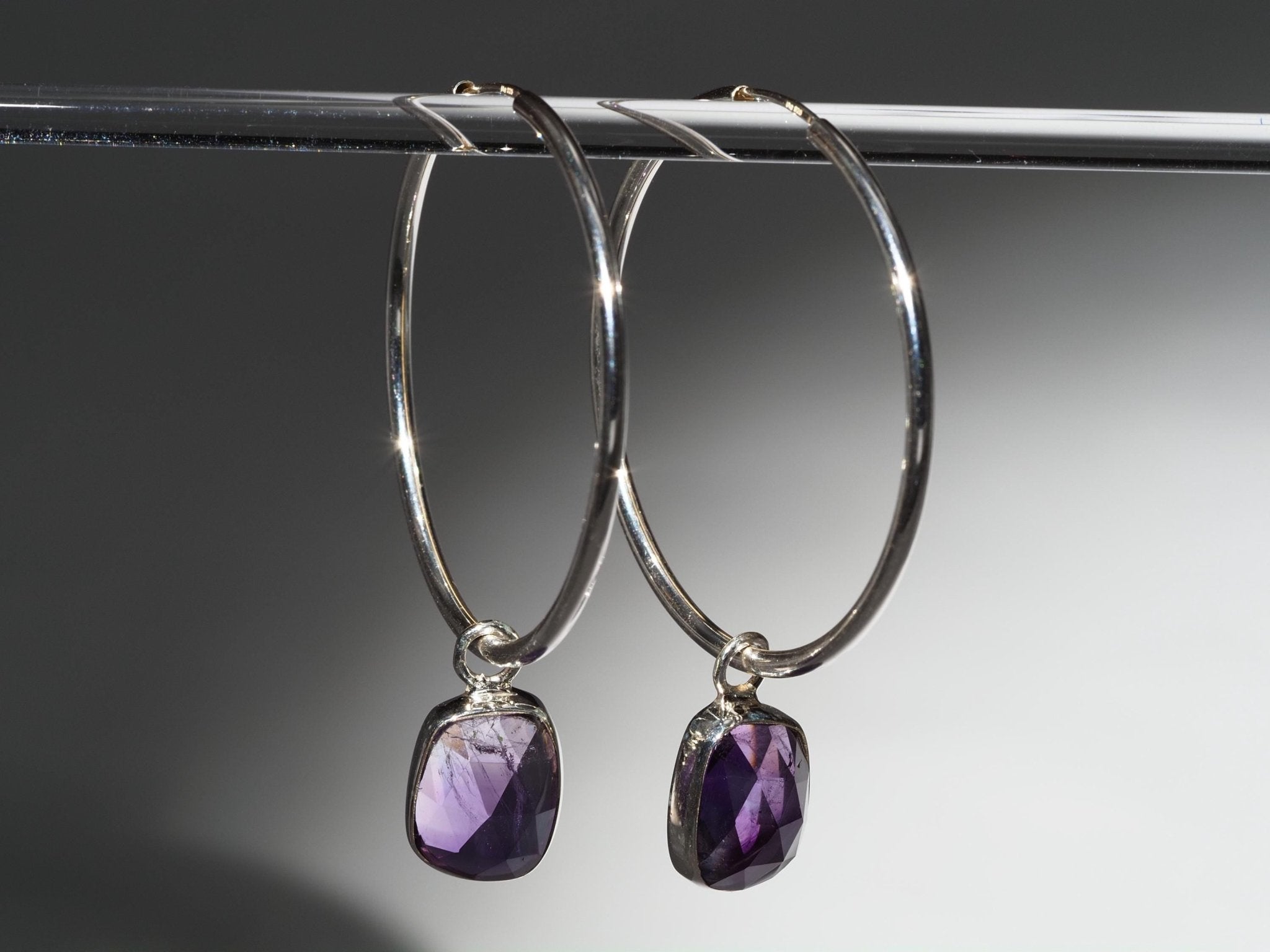 Amethyst Silber Creolen Ohrringe rose cut Edelsteinen