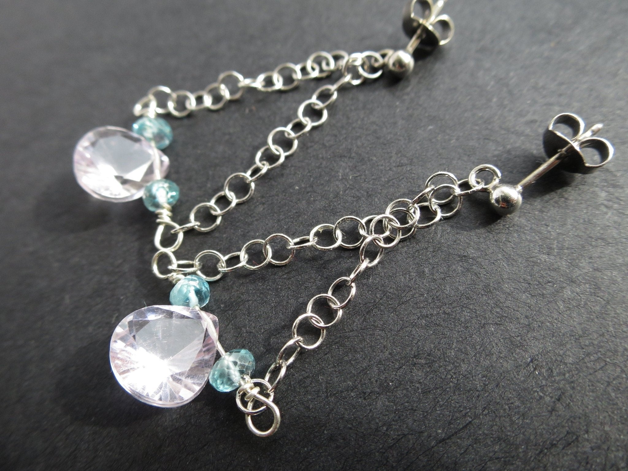 Amethyst und echte blaue Zircon Ohrringe mit Stecker