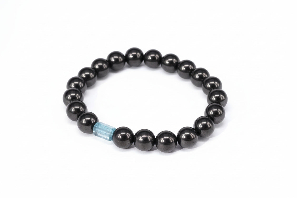 Aquamarin Armband mit Schungit für Männer und Frauen