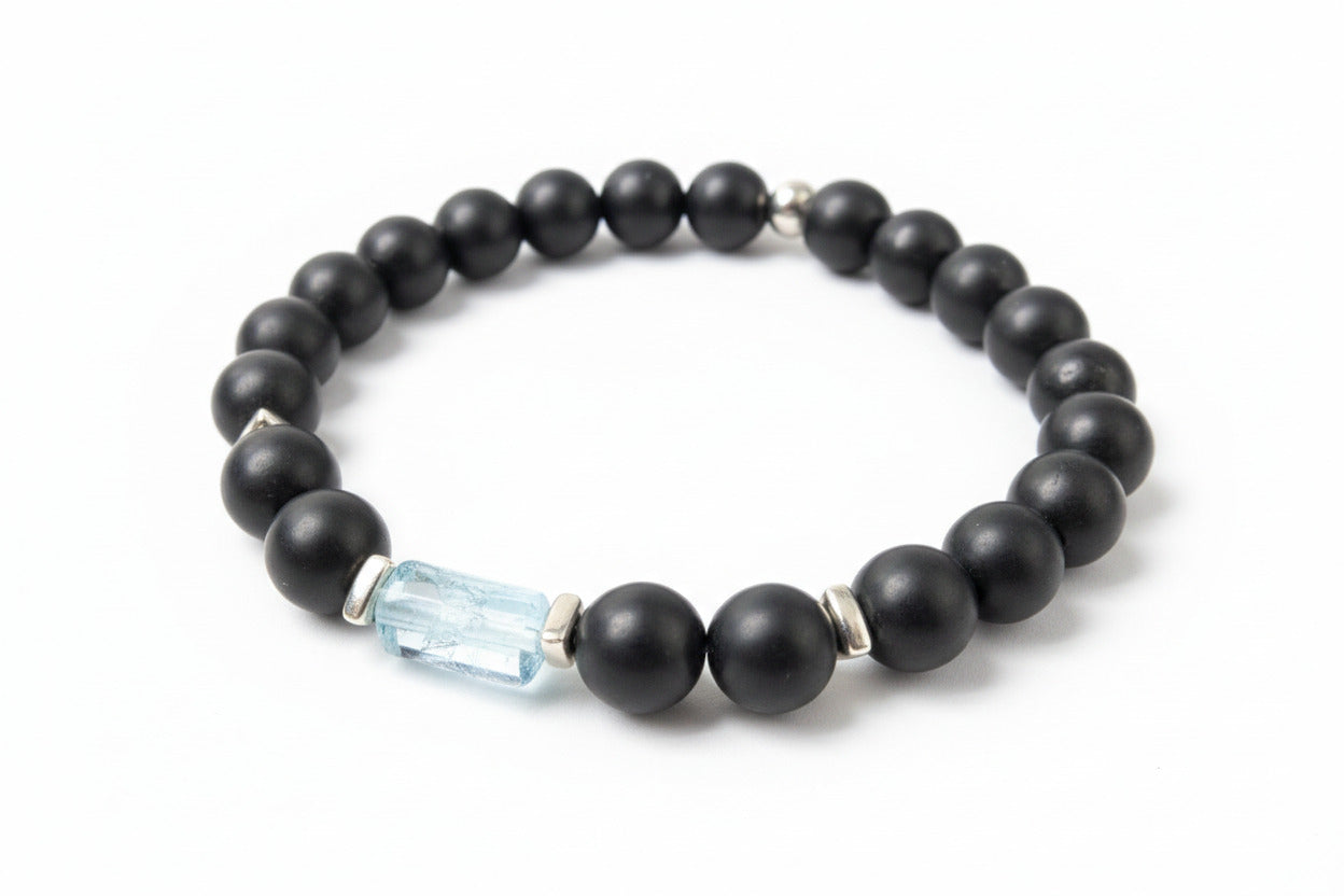 Aquamarin Armband mit Schungit für Männer und Frauen