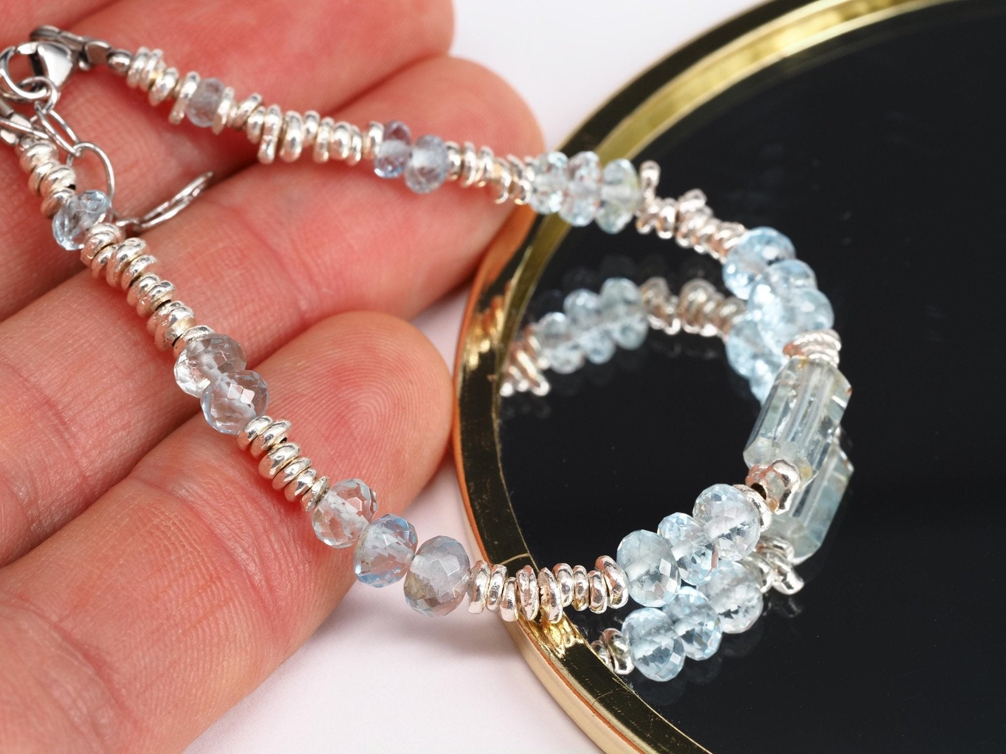 Aquamarin Armband Silber Edelstein Armband