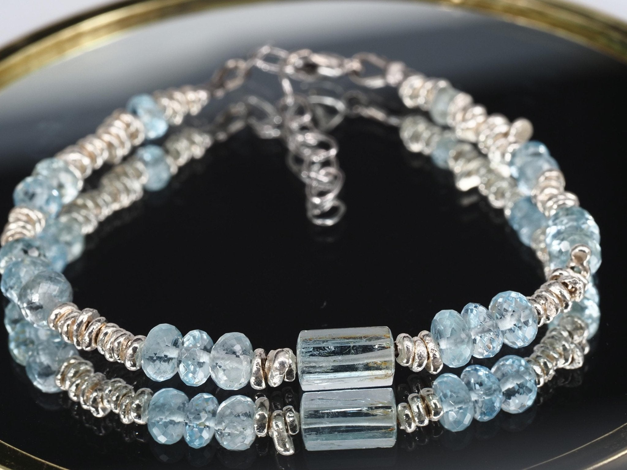 Aquamarin Armband Silber Edelstein Armband