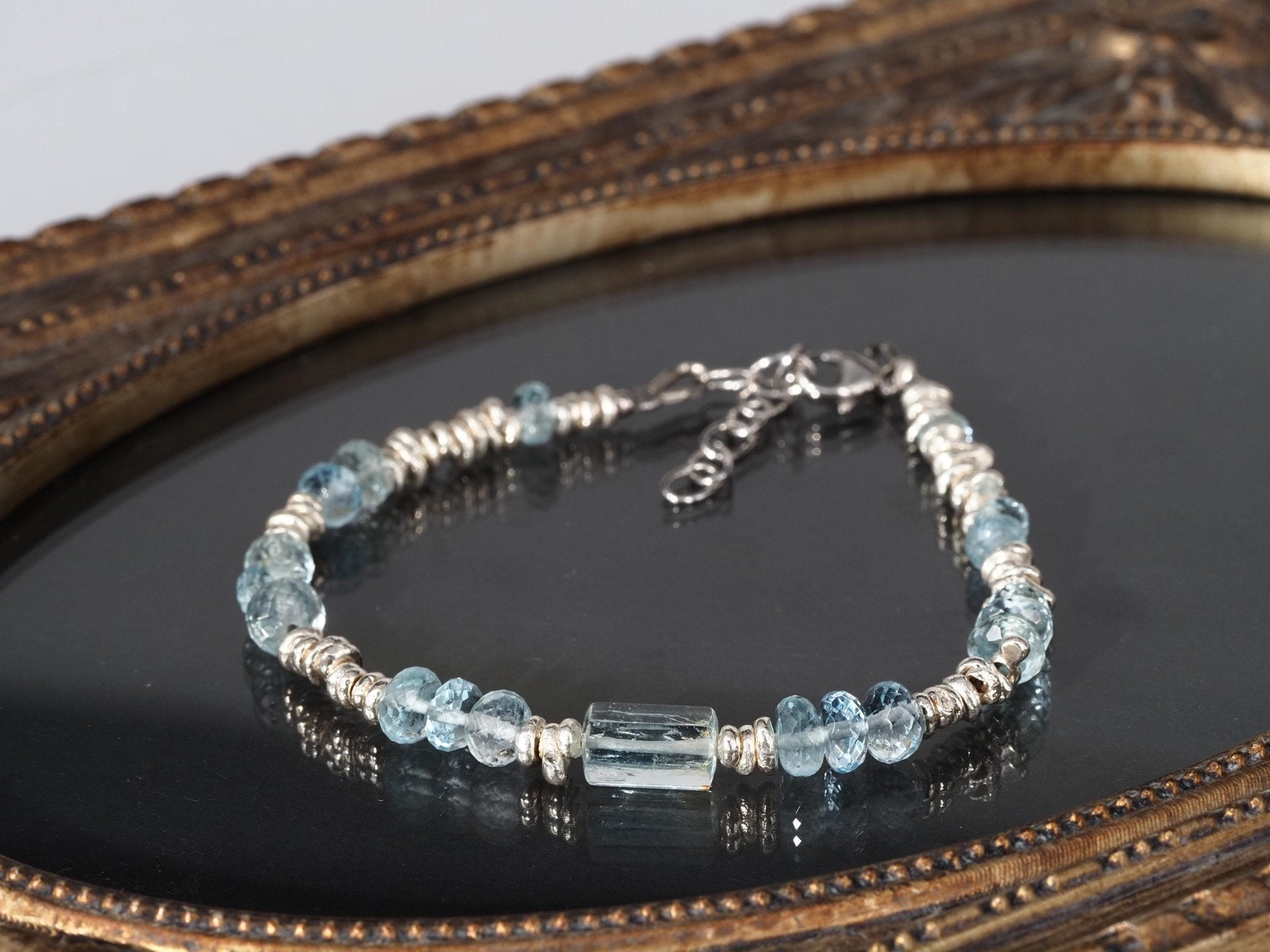 Aquamarin Armband Silber Edelstein Armband
