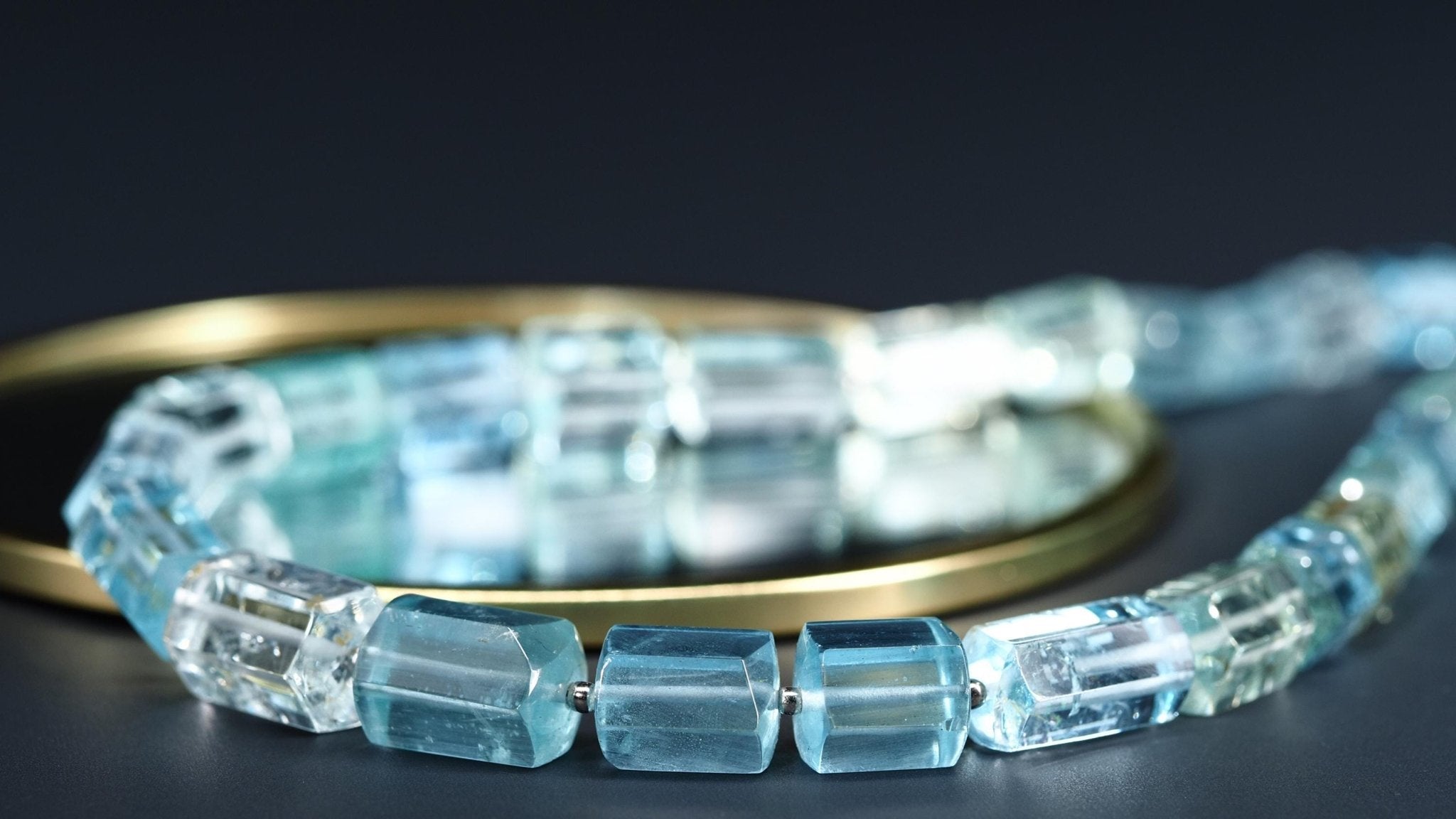 Aquamarin Kette 100% Naturkristalle 47cm blau