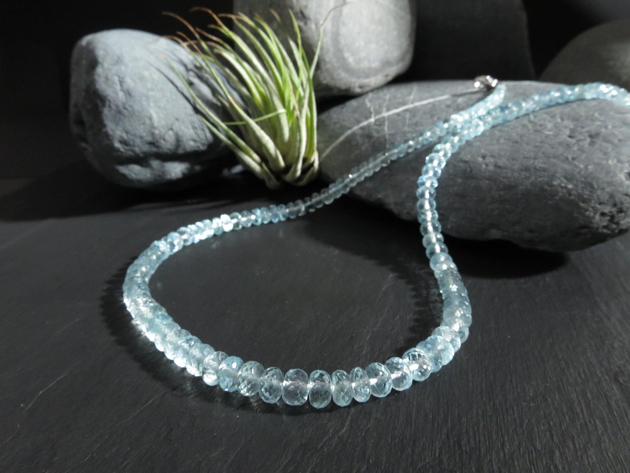 Aquamarin Kette facettiert natur Edelstein Collier