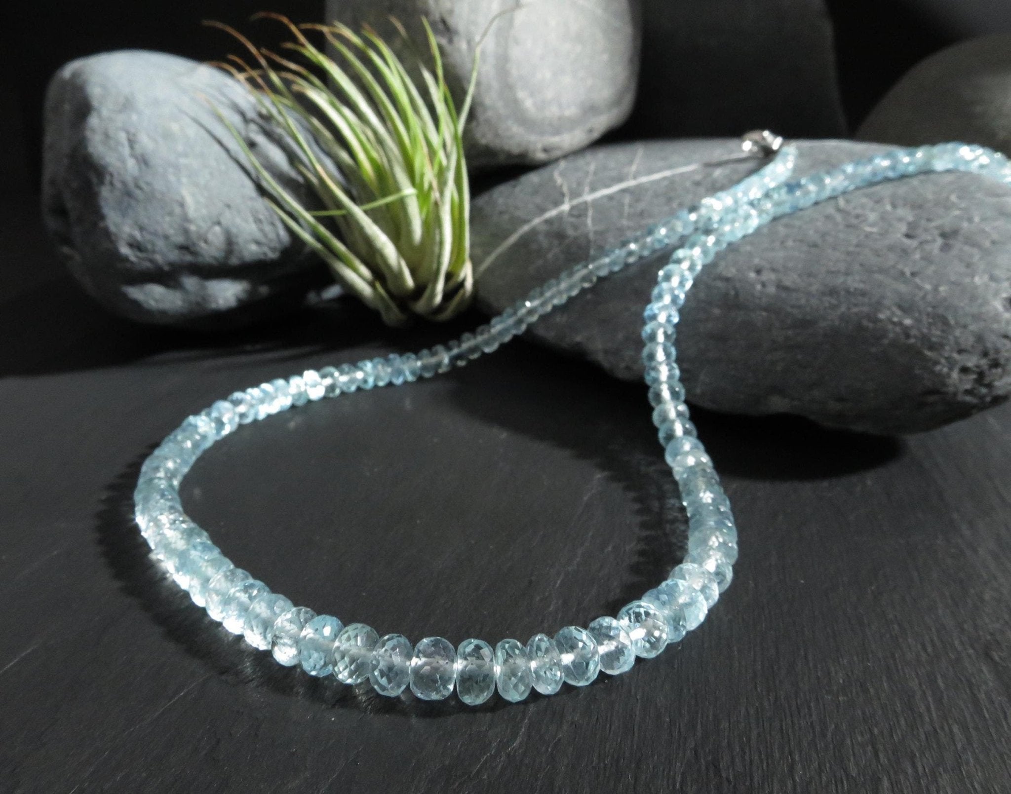 Aquamarin Kette facettiert natur Edelstein Collier