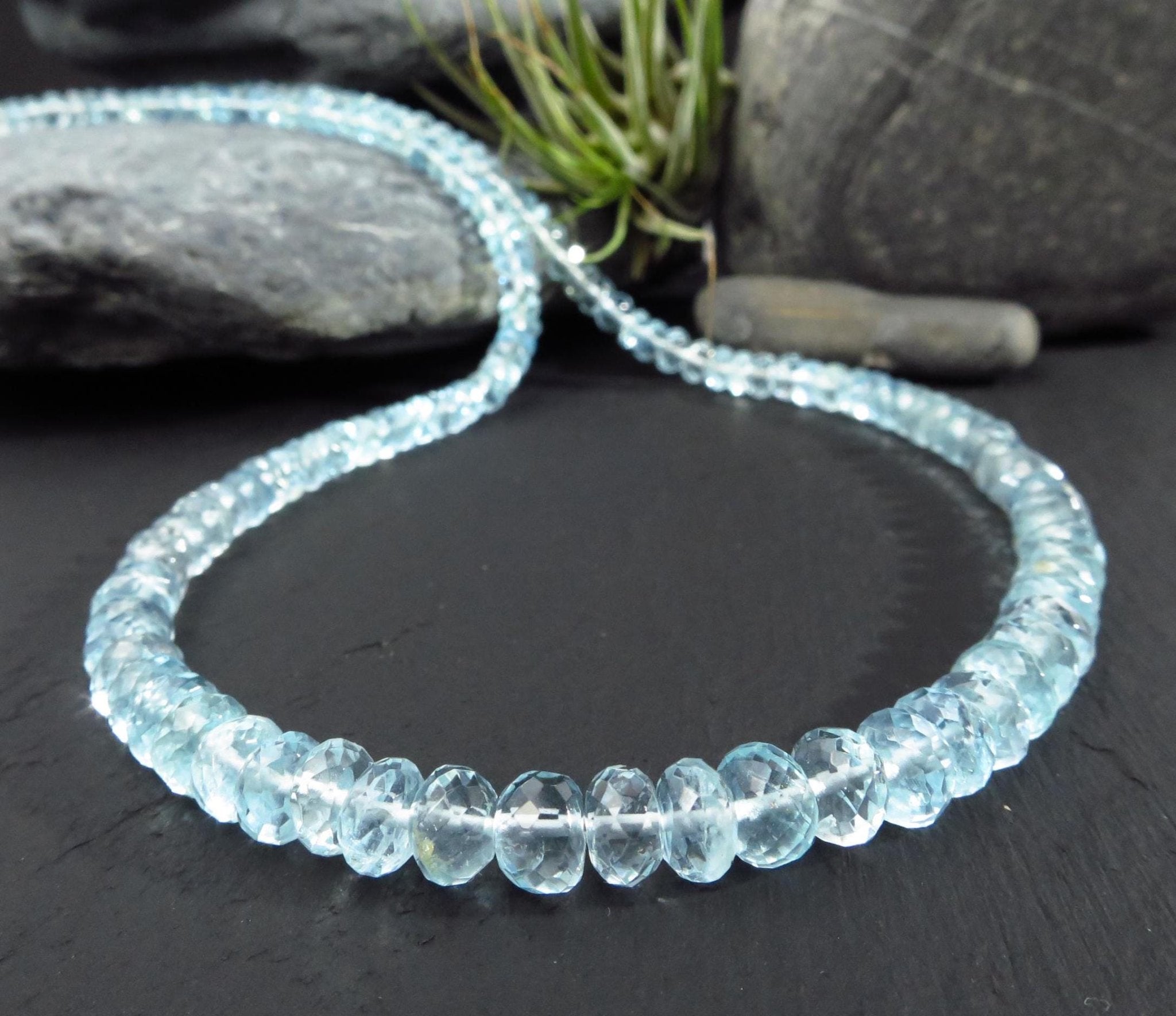 Aquamarin Kette facettiert natur Edelstein Collier