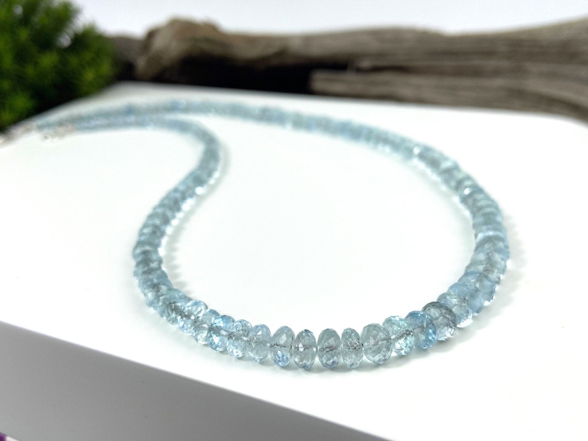 Aquamarin Kette facettiert natur Edelstein Collier