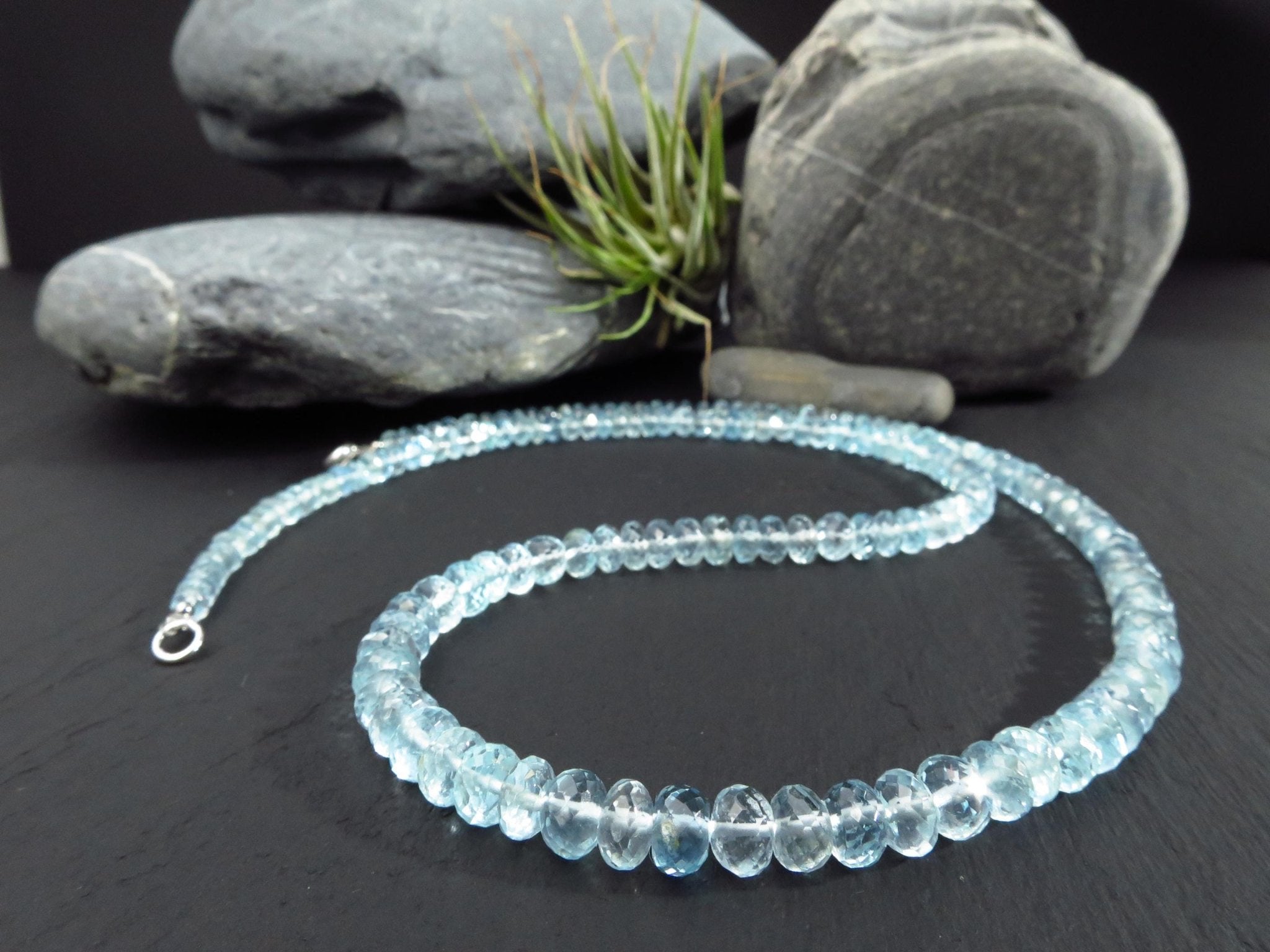 Aquamarin Kette facettiert natur Edelstein Collier