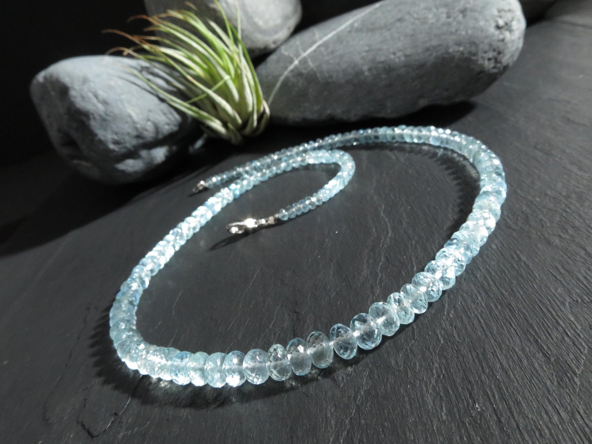 Aquamarin Kette facettiert natur Edelstein Collier