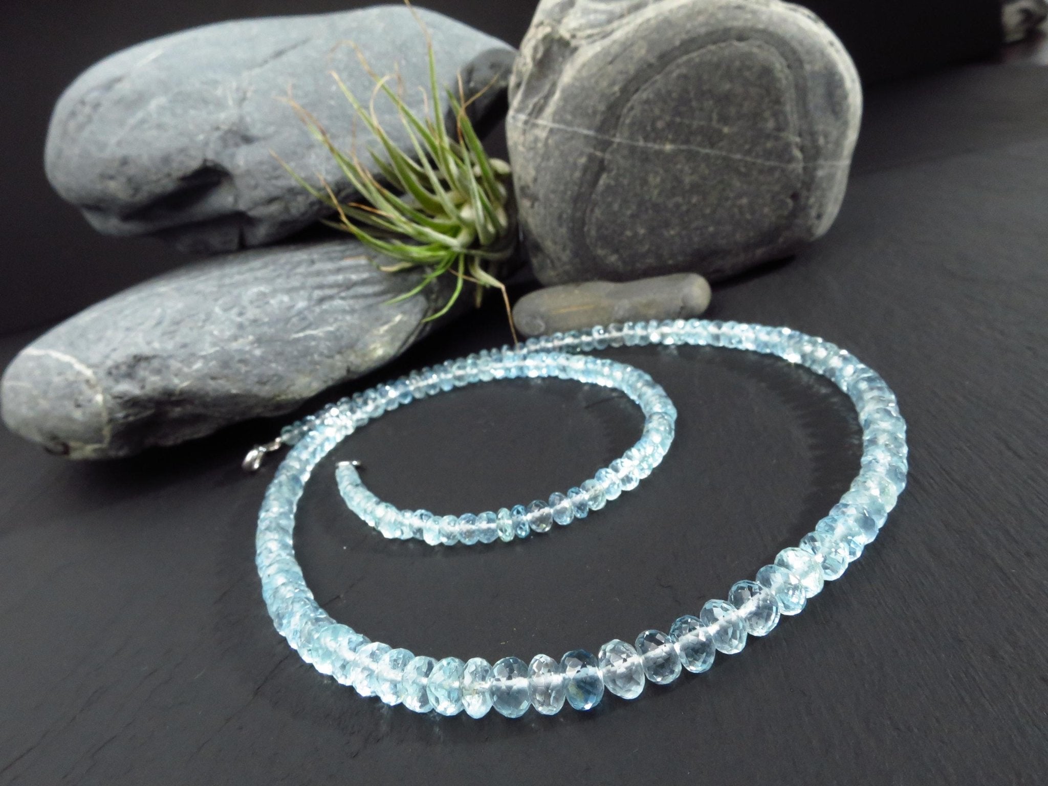 Aquamarin Kette facettiert natur Edelstein Collier