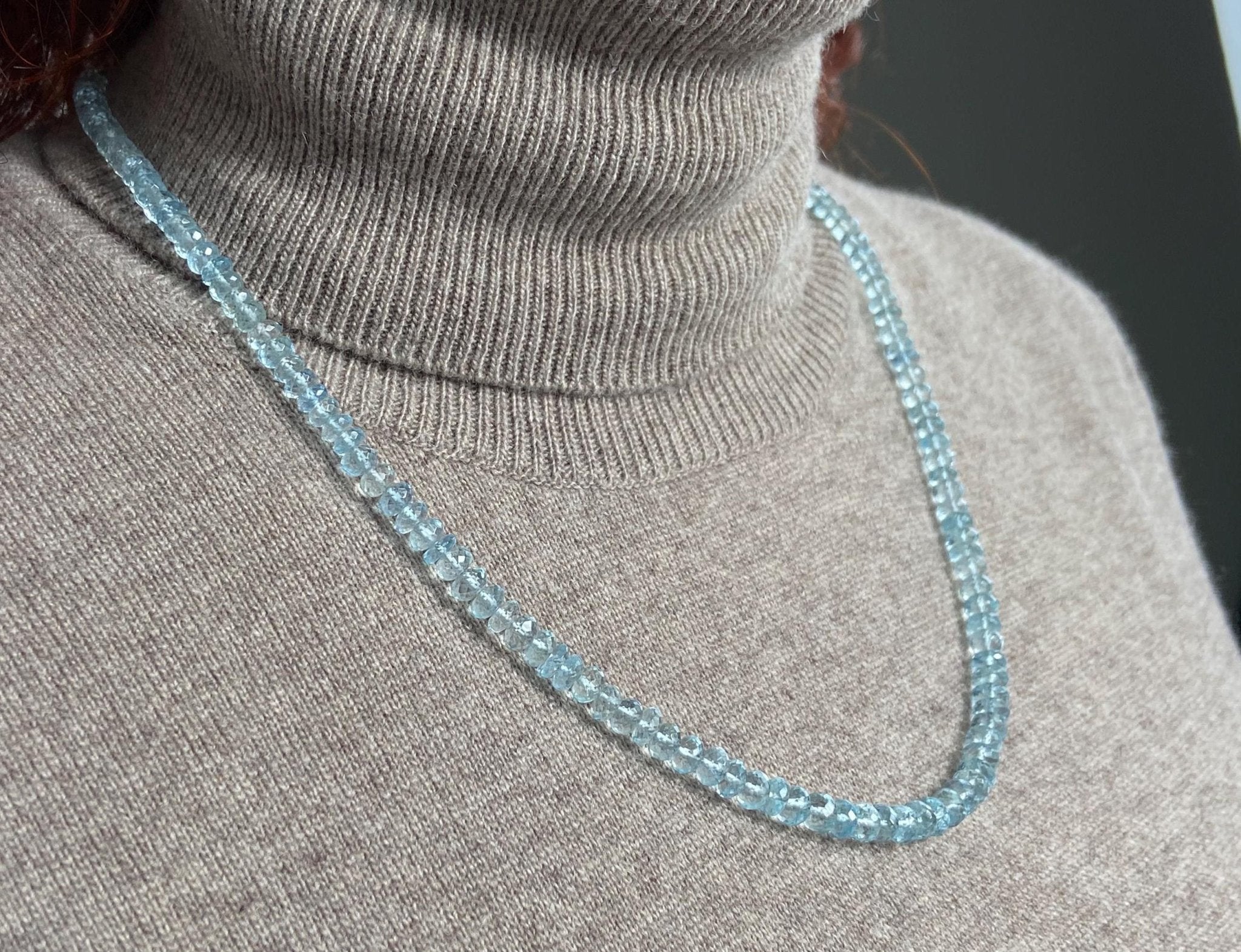 Aquamarin Kette facettiert natur Edelstein Collier