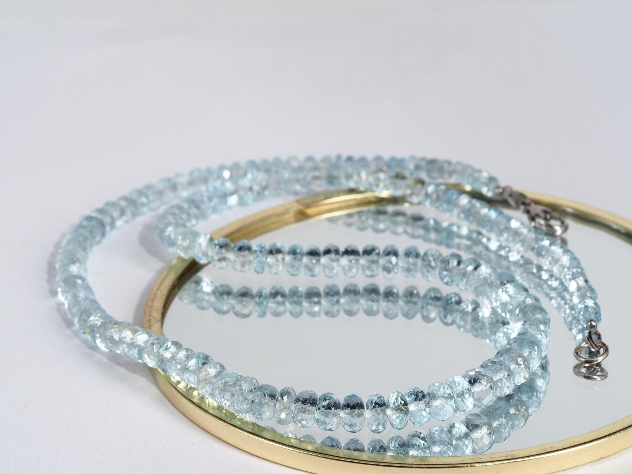 Aquamarin Kette Silber Aquamarin Halskette blau Beryll Collier Aquamarin Natur Edelstein Aquamarin Perlen Kette klar Silber AAA Aquamarin