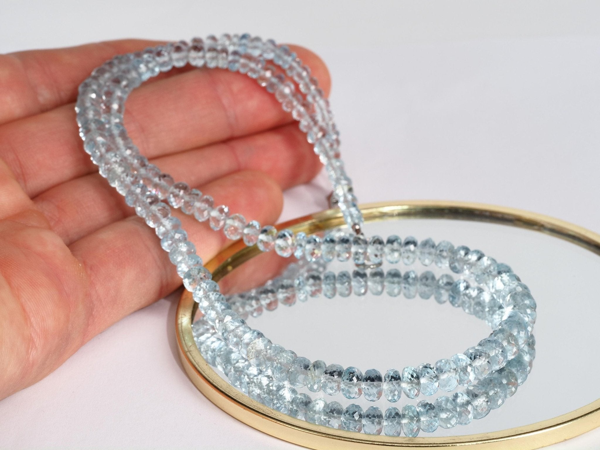 Aquamarin Kette Silber Aquamarin Halskette blau Beryll Collier Aquamarin Natur Edelstein Aquamarin Perlen Kette klar Silber AAA Aquamarin