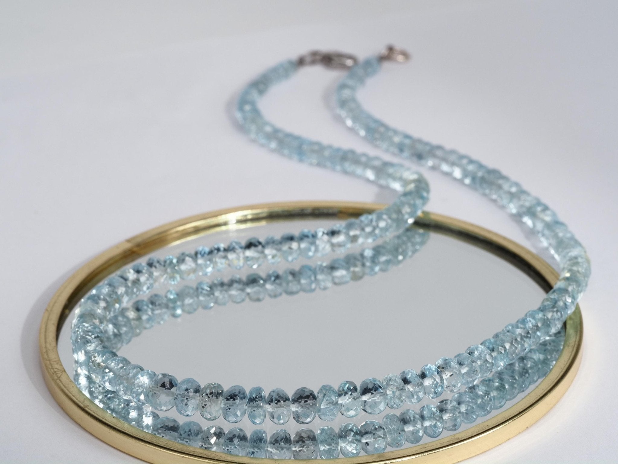 Aquamarin Kette Silber Aquamarin Halskette blau Beryll Collier Aquamarin Natur Edelstein Aquamarin Perlen Kette klar Silber AAA Aquamarin