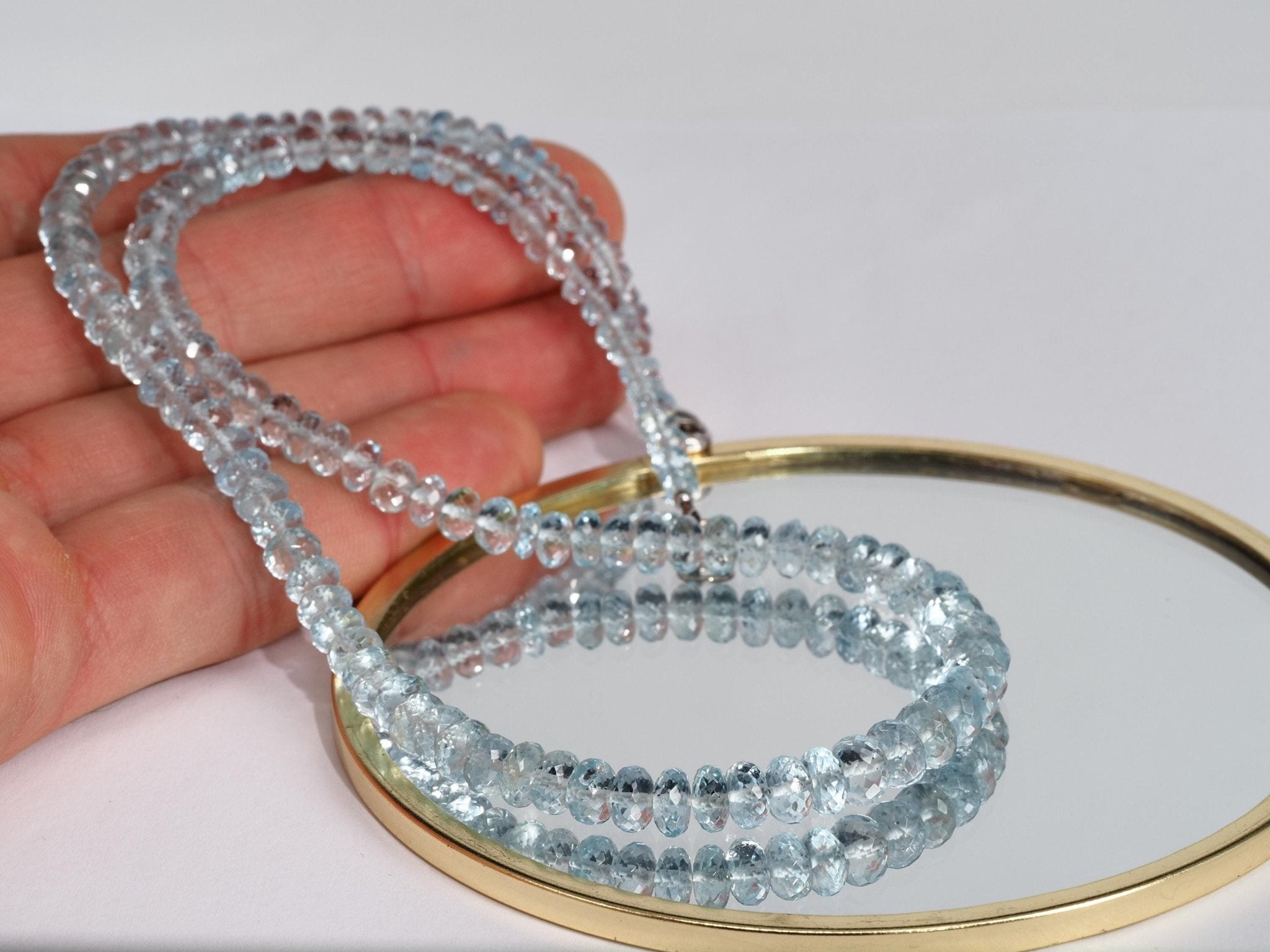Aquamarin Kette Silber Aquamarin Halskette blau Beryll Collier Aquamarin Natur Edelstein Aquamarin Perlen Kette klar Silber AAA Aquamarin