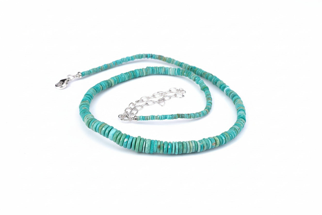 Arizona Türkis Halskette – facettierte Natursteine mit Silberverschluss
