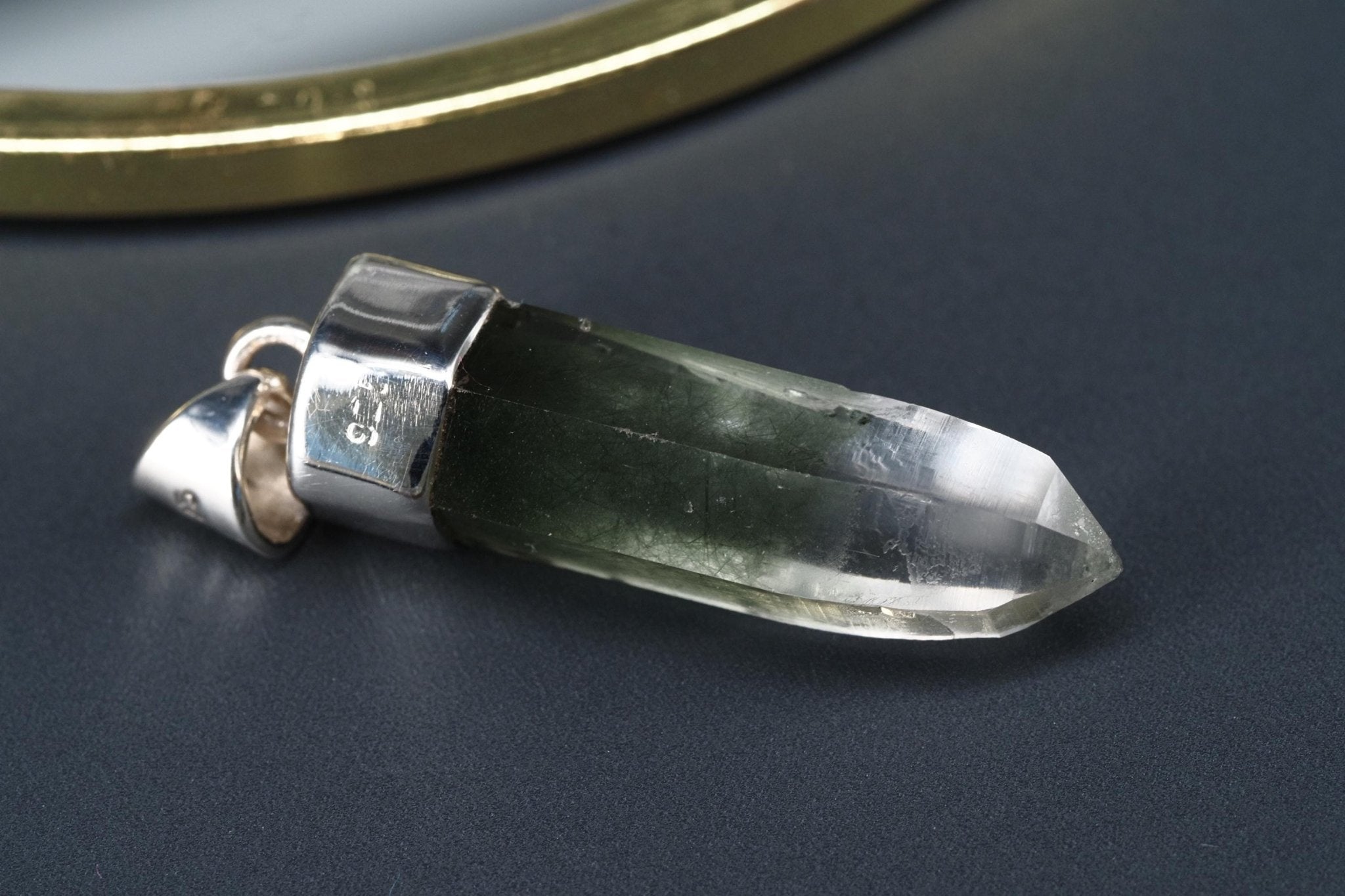 Bergkristall Aktinolith Anhänger Silber Österreich 37mm