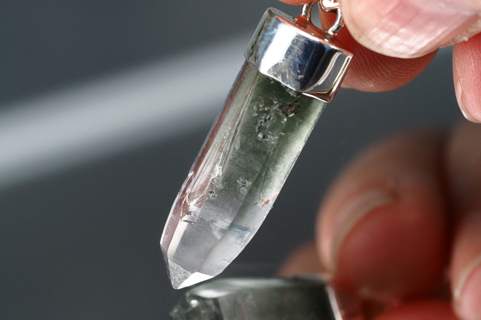 Bergkristall Aktinolith Anhänger Silber Österreich 37mm