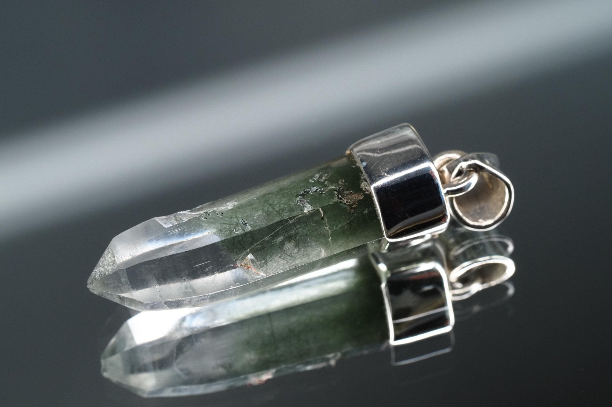 Bergkristall Aktinolith Anhänger Silber Österreich 37mm