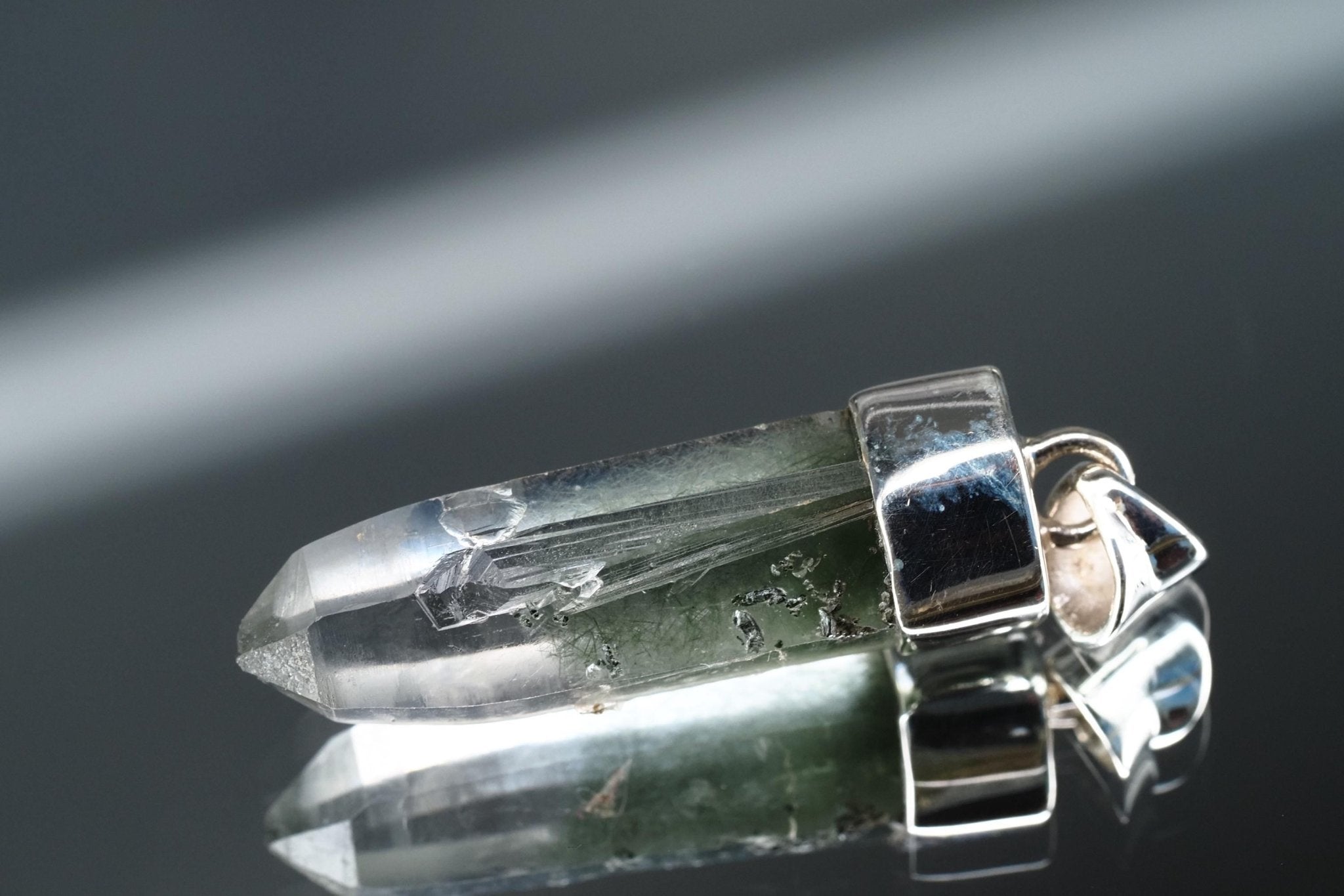 Bergkristall Aktinolith Anhänger Silber Österreich 37mm