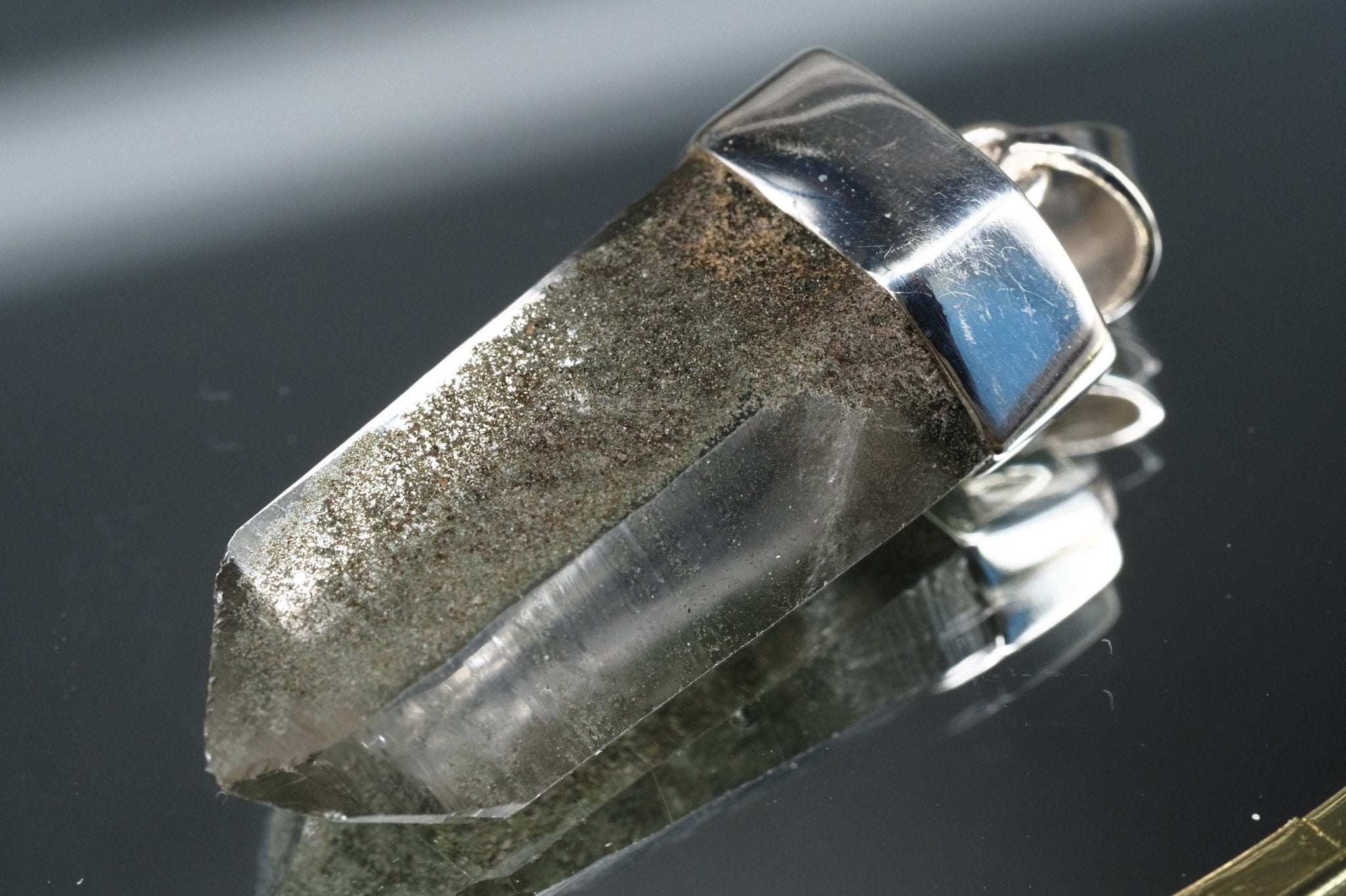 Bergkristall Aktinolith Anhänger Silber Österreich 43mm