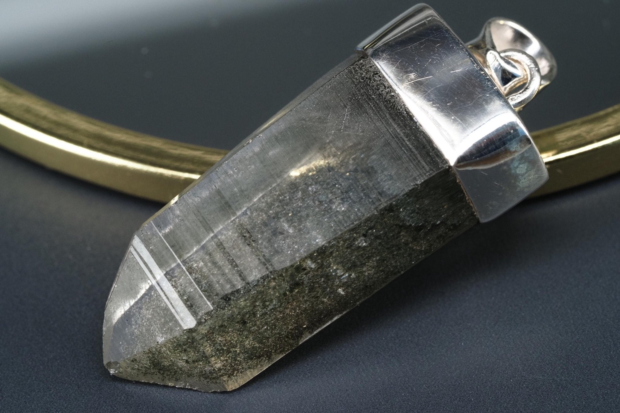 Bergkristall Aktinolith Anhänger Silber Österreich 43mm