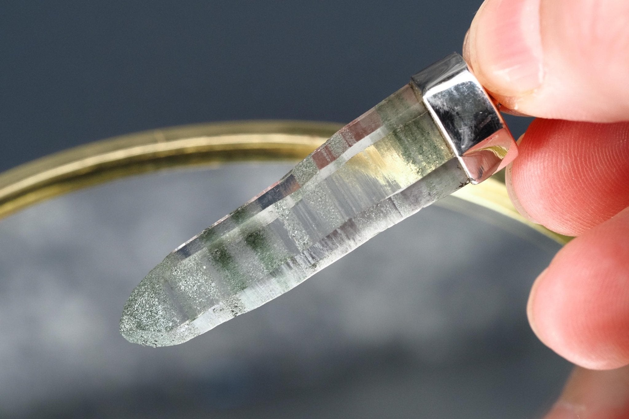 Bergkristall Aktinolith Anhänger Silber Österreich 53mm